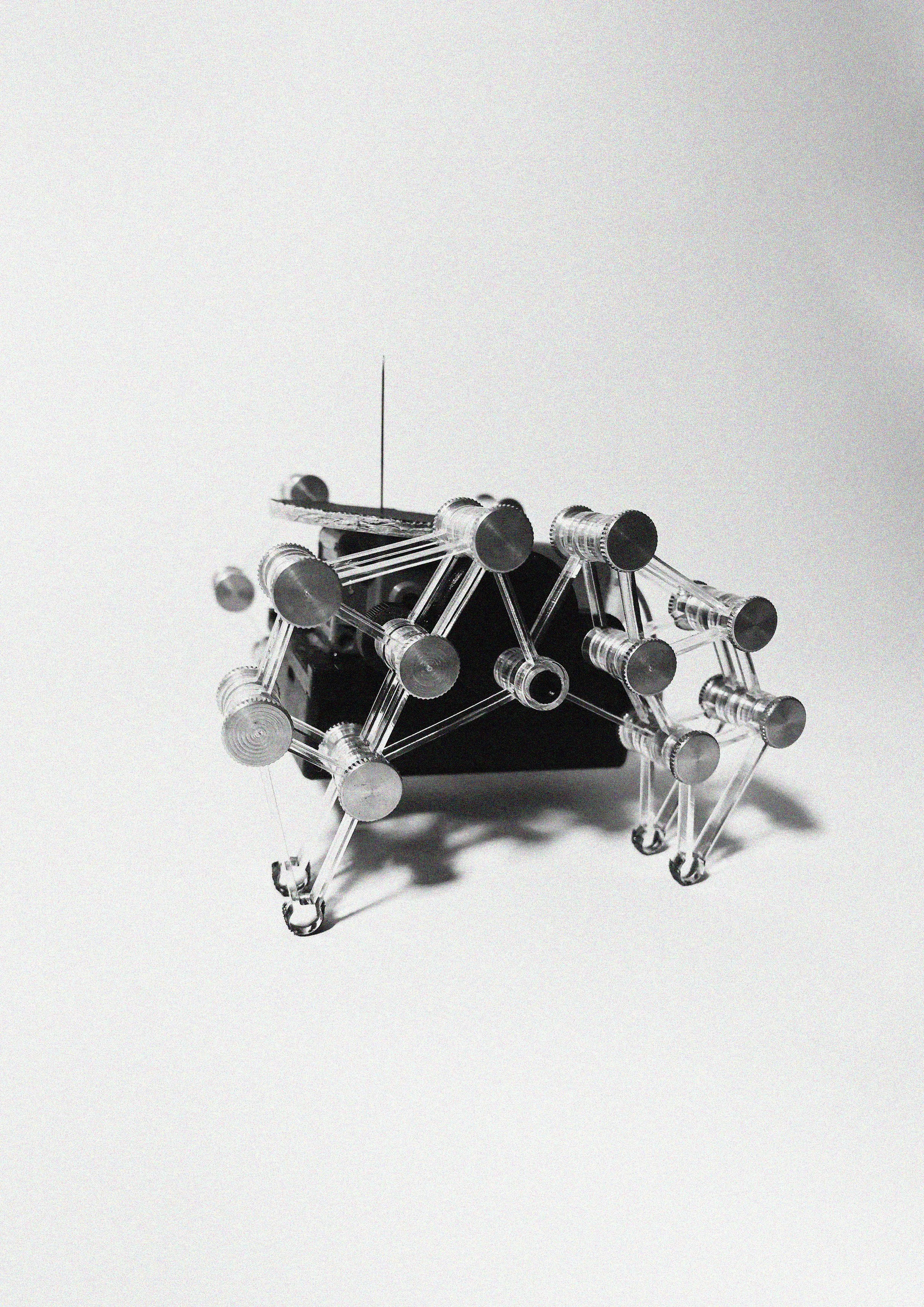 Mr Robot build-it-yourself educational engineering kit designed by Andrew Roberts, featuring Klann Linkage and Strandbeest mechanisms with moving legs for hands-on STEM learning