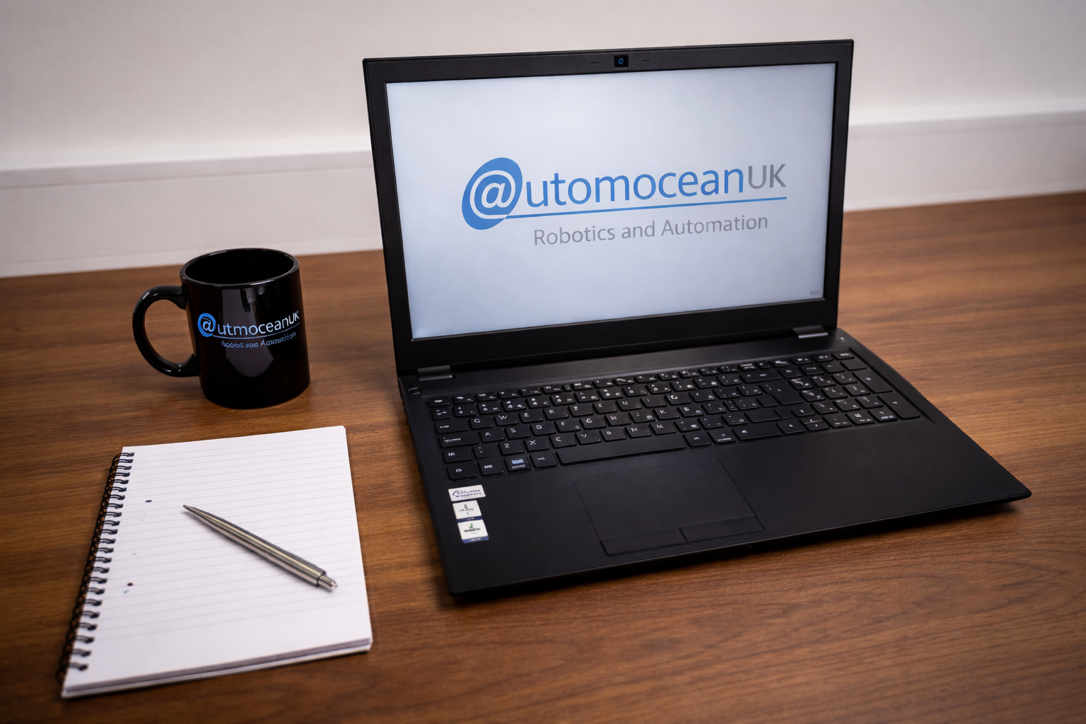 Automocean UK branded laptop mug and pen
