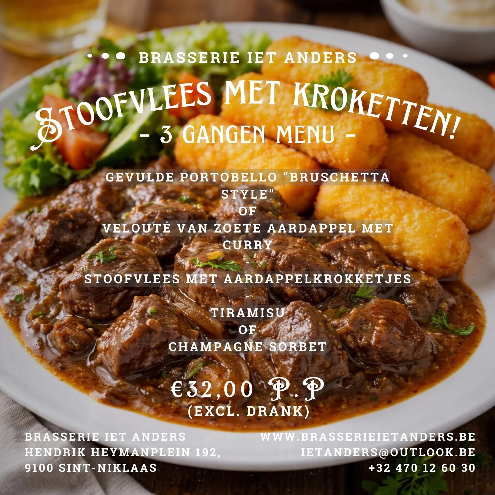 Stoofvlees met kroketten