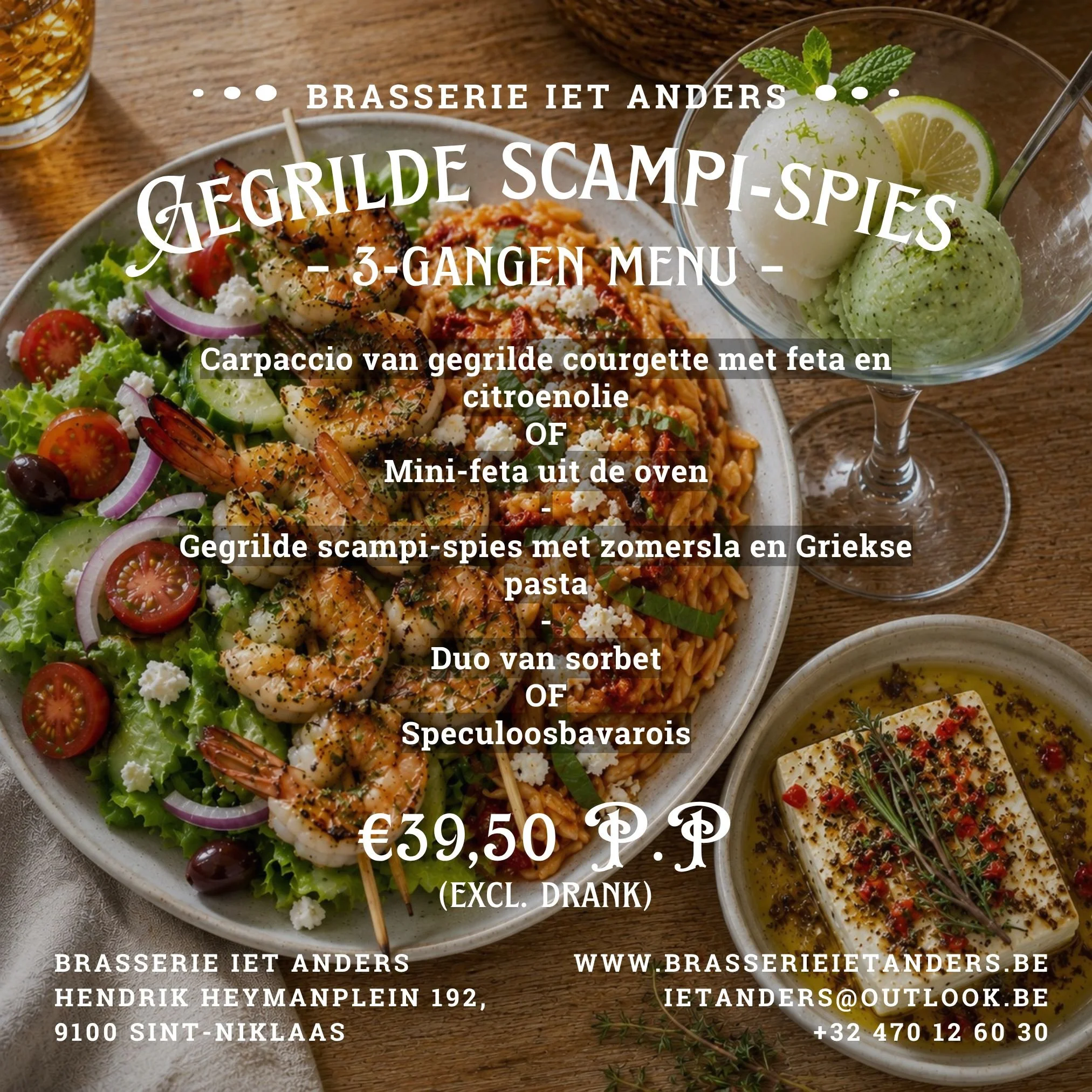 Gegrilde scampi-spies