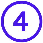 Numéro 4 dans un cercle violet sur fond blanc.