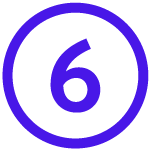 Cercle violet avec le chiffre 6 à l'intérieur.