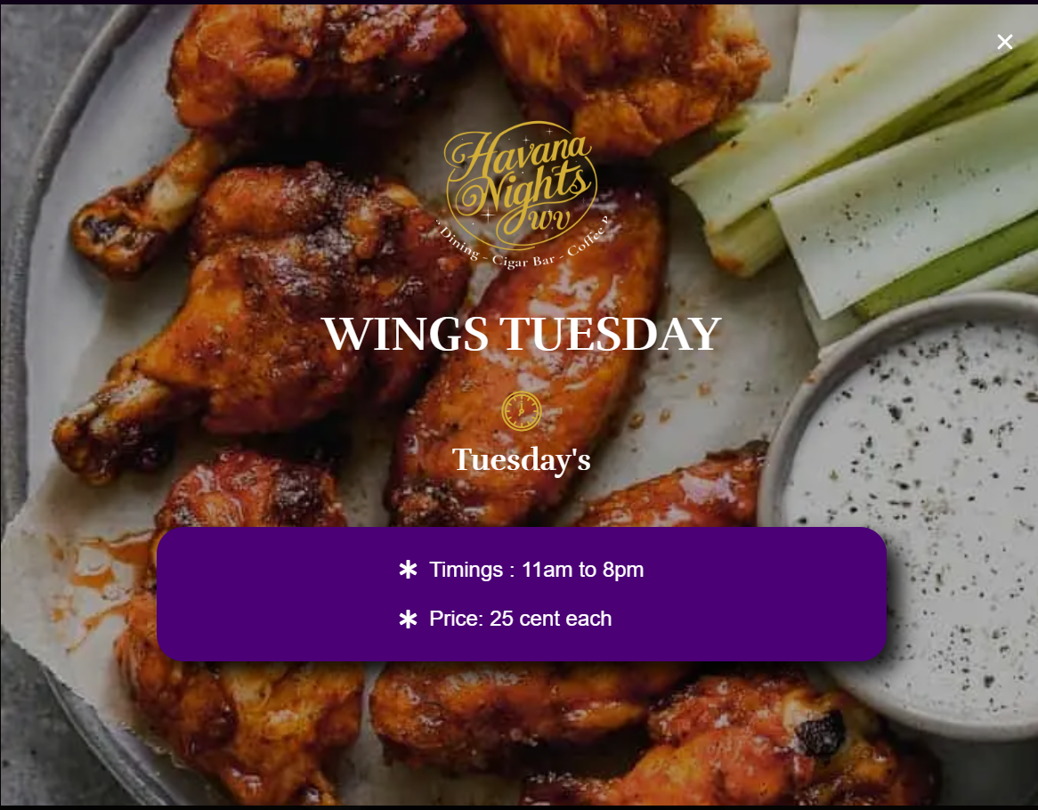 Havana Nights WV Tuesday Chicken Wing Special