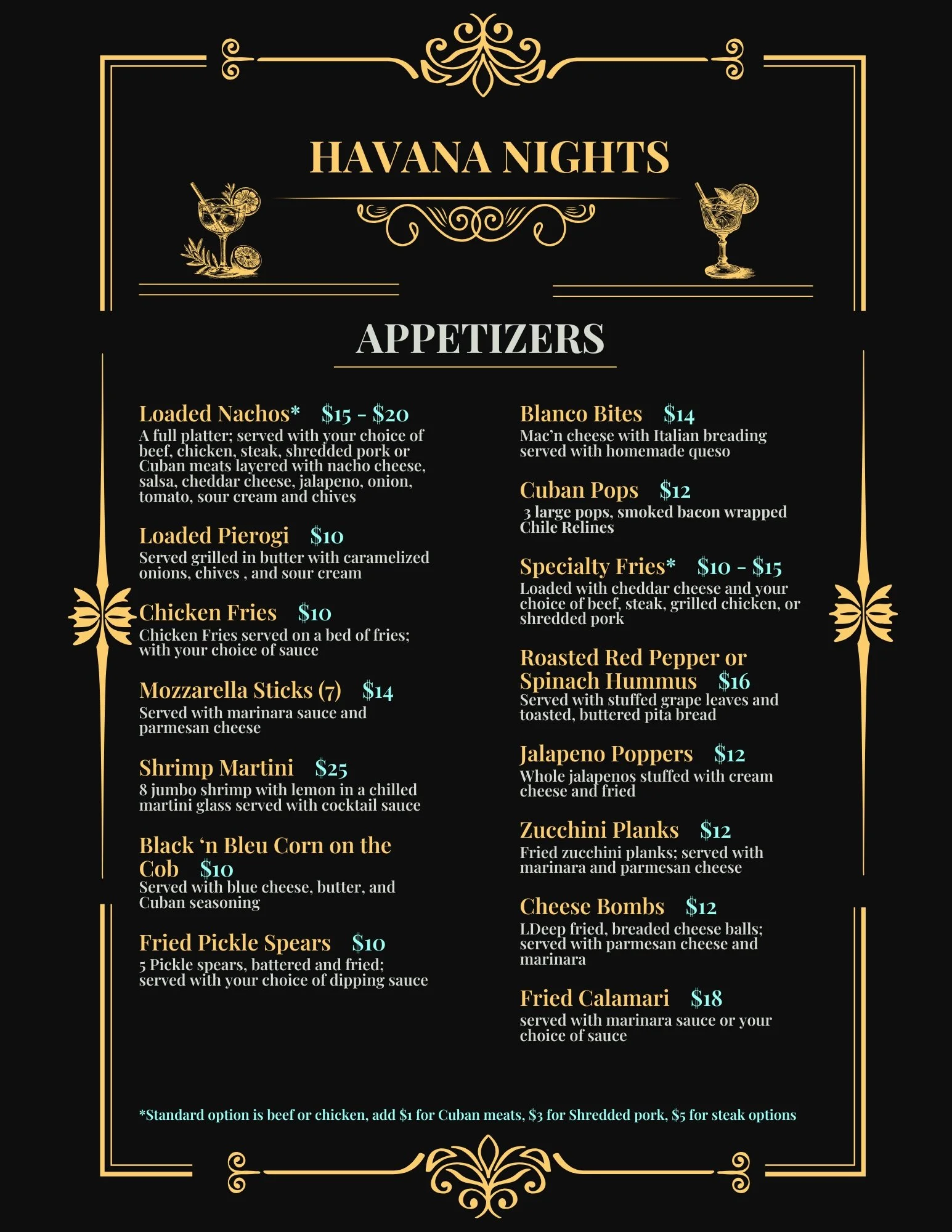 Havana Nights WV _ Appetizer menu_5Dec2025