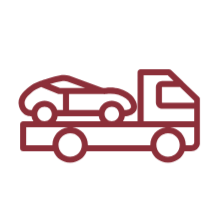 Une illustration d'une voiture de sport transportée sur une remorque.