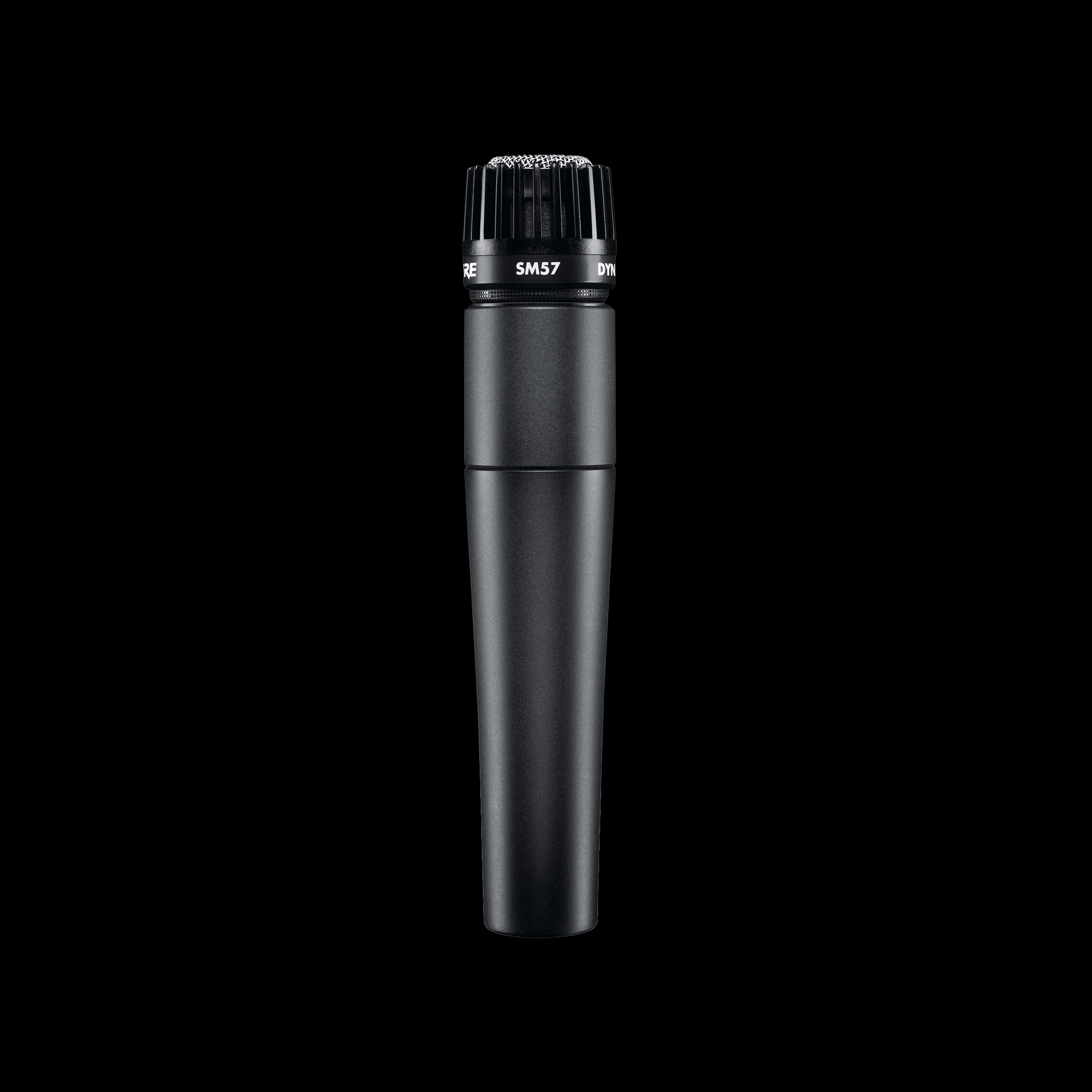 Front view of the Shure SM57 dynamic instrument microphone