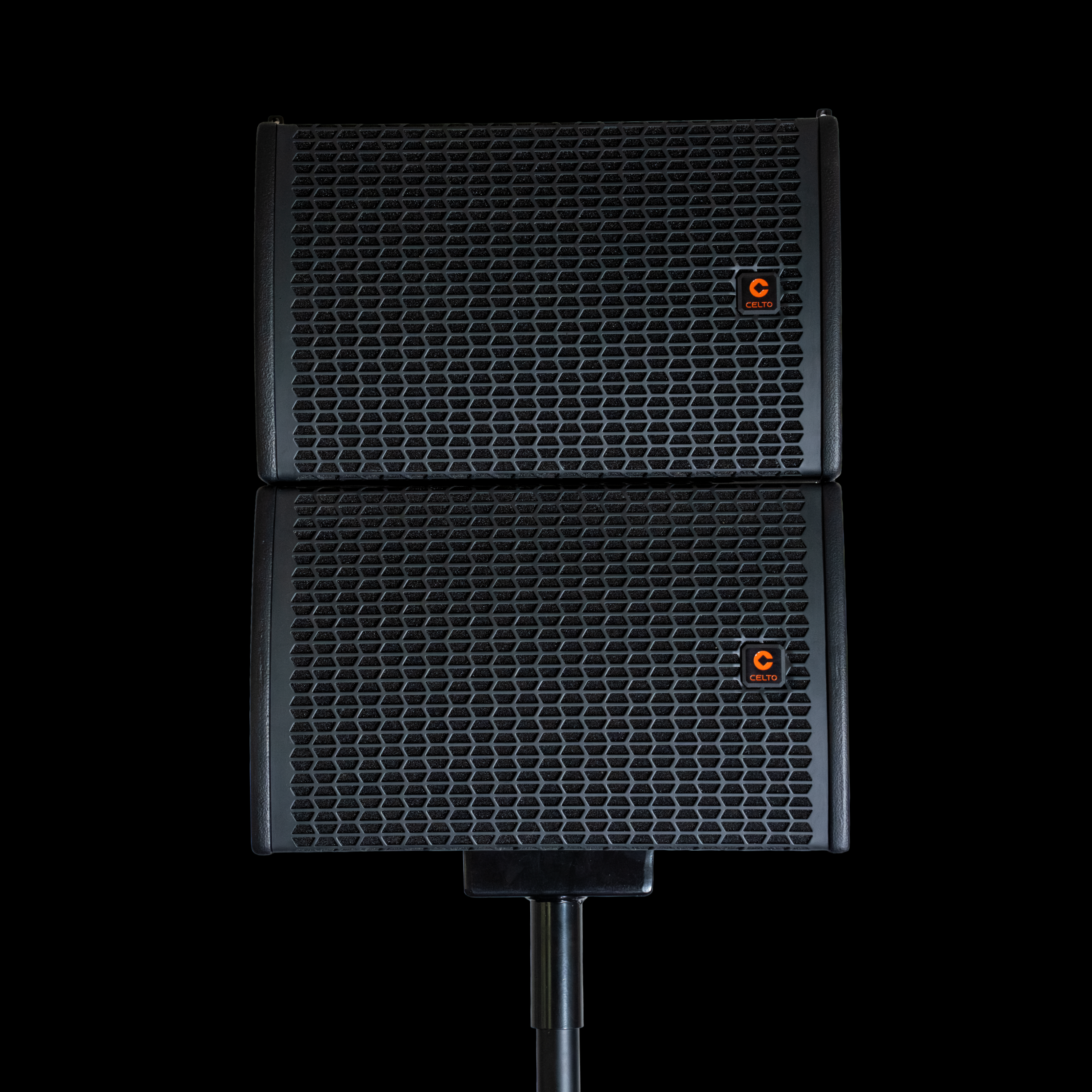 Front view of a Celto ACS10 line array speaker system