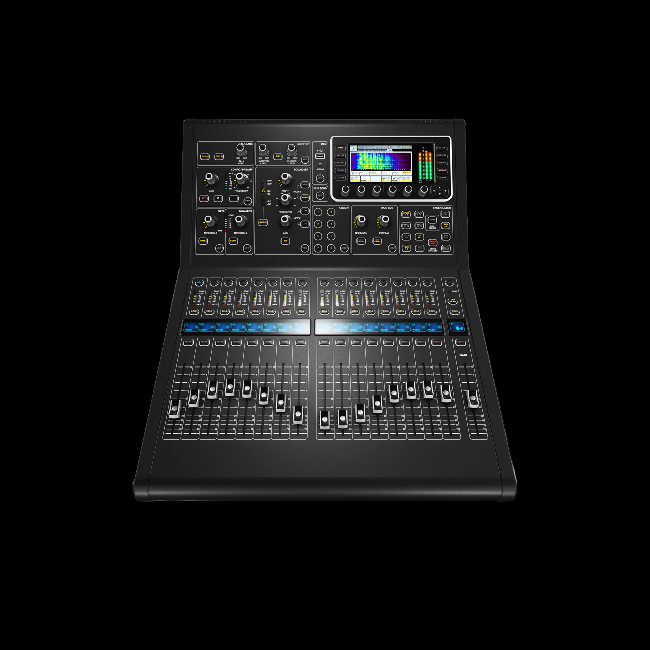 Front view of the Midas M32 professional digital mixing console