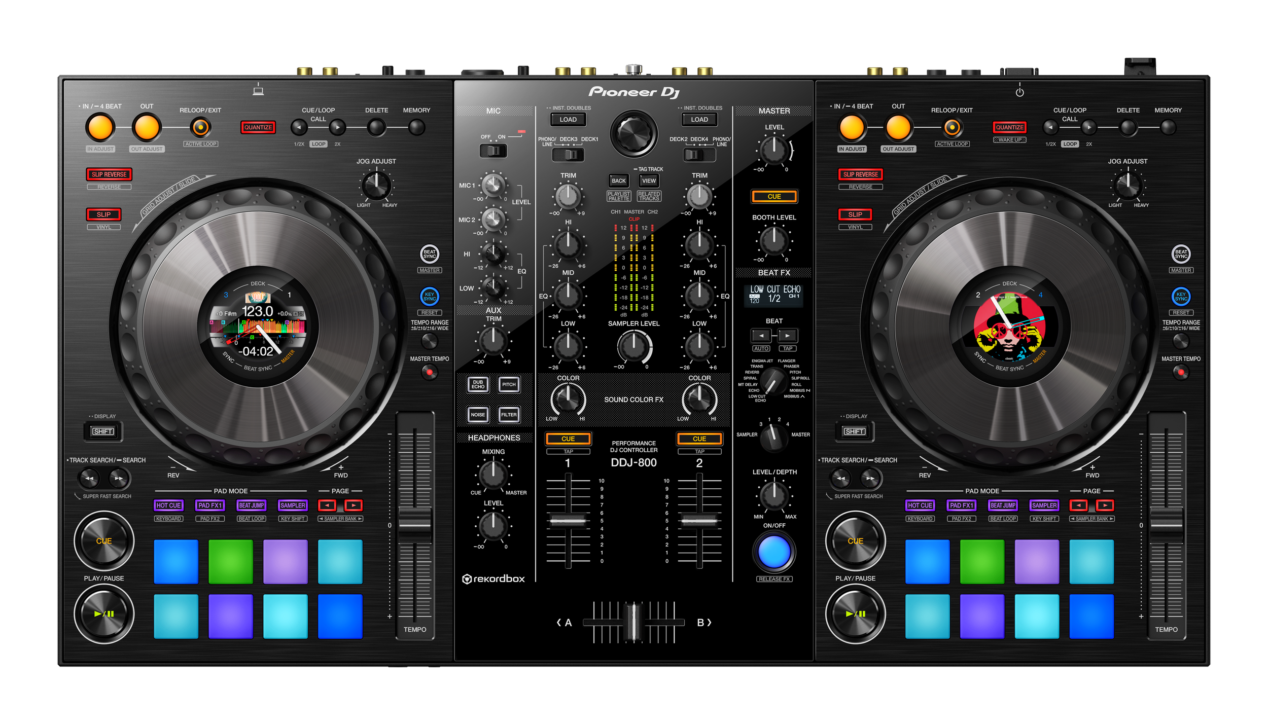 Front view of the Pioneer DDJ-800 professional DJ controller