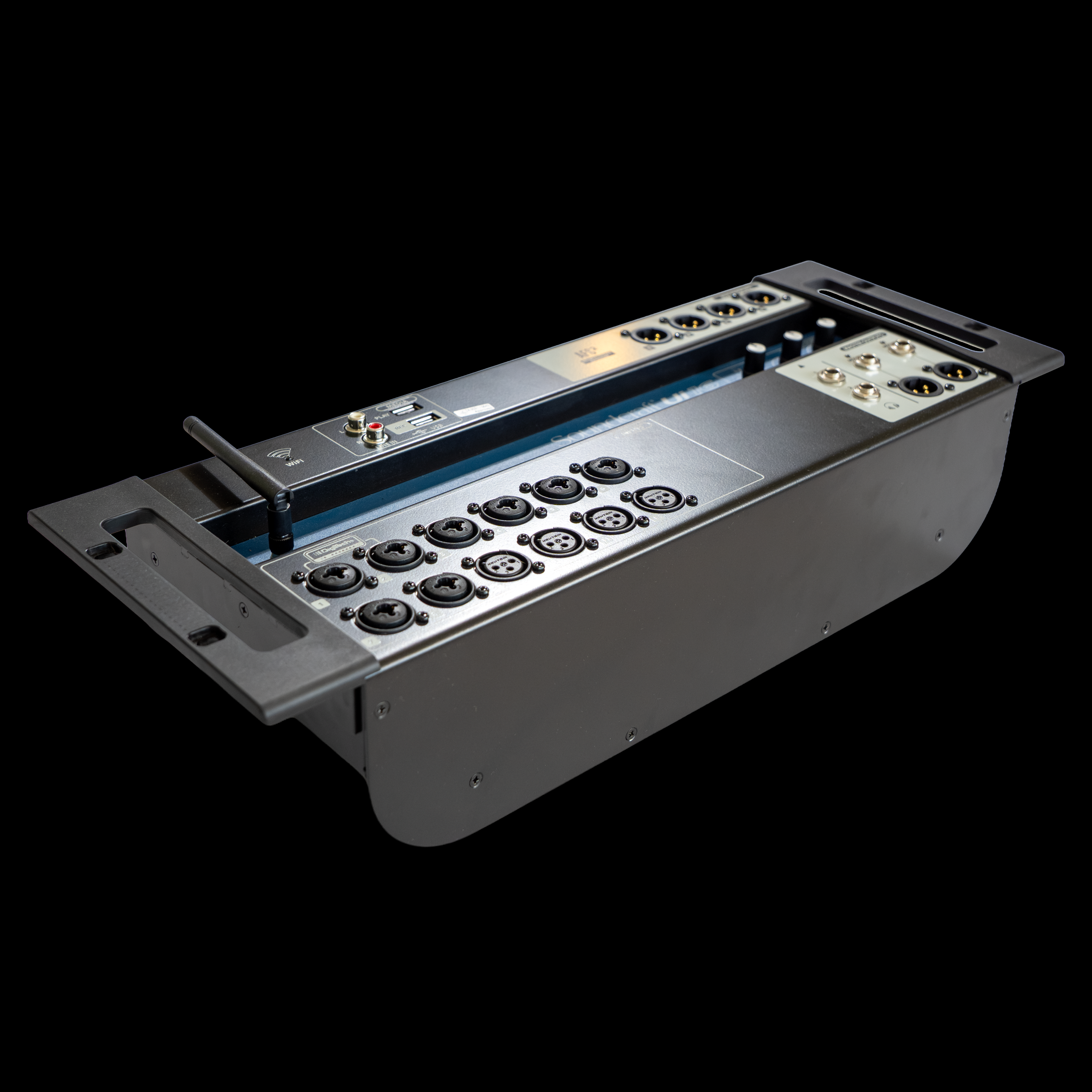 Angled view of the Soundcraft Ui16 wireless digital mixer