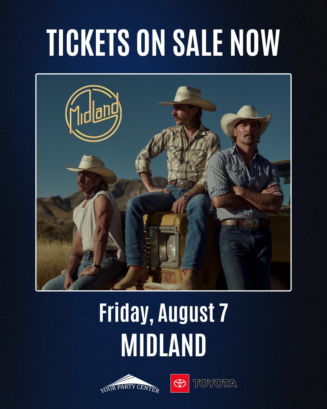 Fair nights just hit different 🎶⁠
⁠
Country trio Midland kicks off the Your Party Center Concert Series in the Toyota Grandstand on Friday, August 7 at 7pm. Want to be close to the action? Reserved seats close to the stage are on sale now and includ