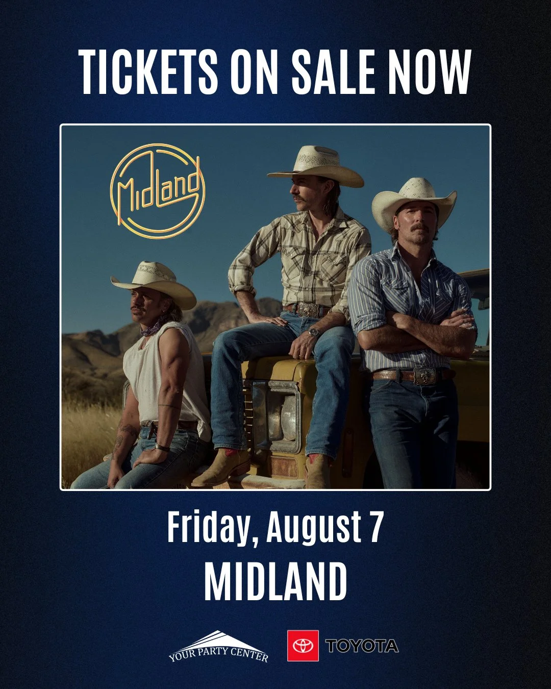 Fair nights just hit different 🎶⁠
⁠
Country trio Midland kicks off the Your Party Center Concert Series in the Toyota Grandstand on Friday, August 7 at 7pm. Want to be close to the action? Reserved seats close to the stage are on sale now and includ