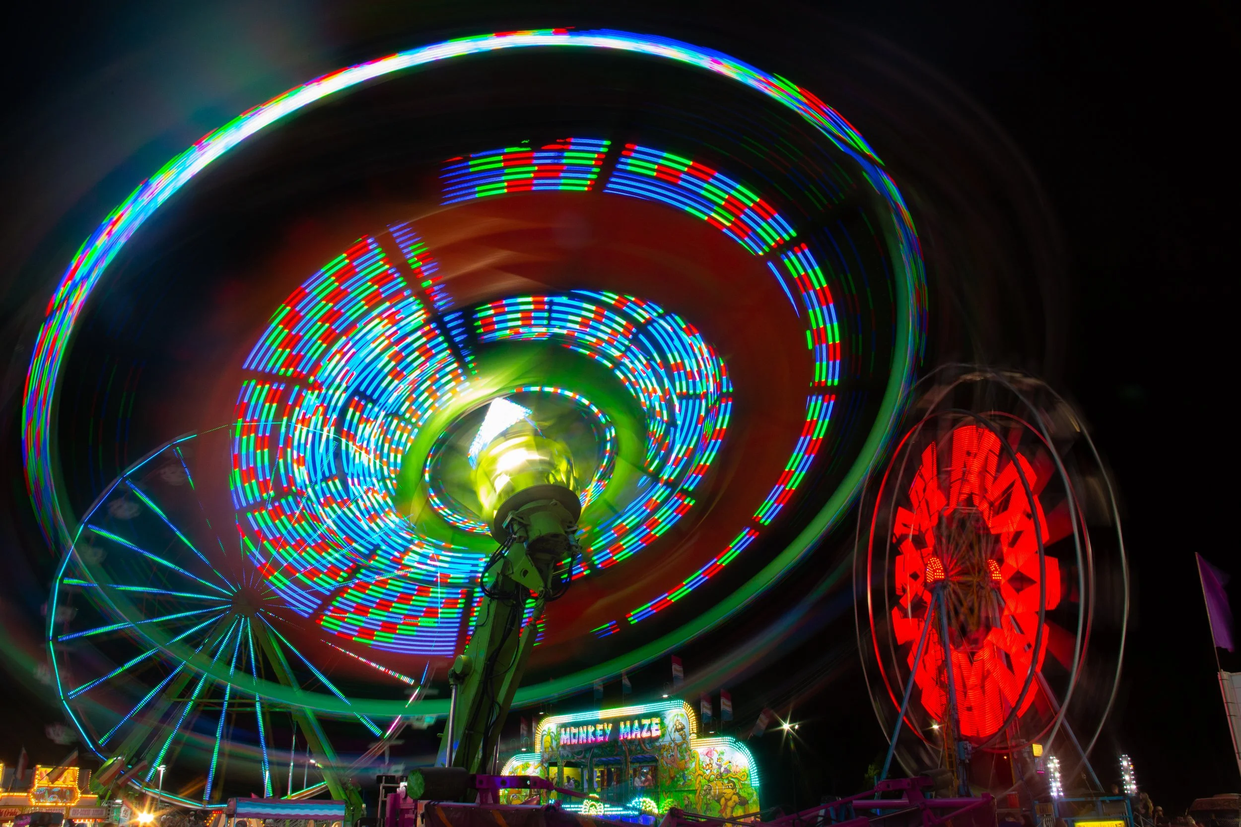 Carnival rides at night