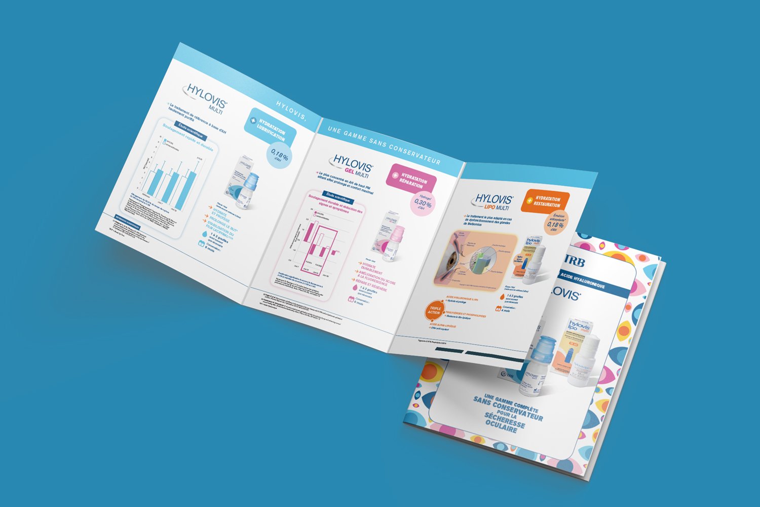 Agence Pastelle - TRB Chemedica France, communication de marque, stands pour salons professionnels, supports de vente médicaux et pharmaceutiques, visuels pour annonces d’événements.