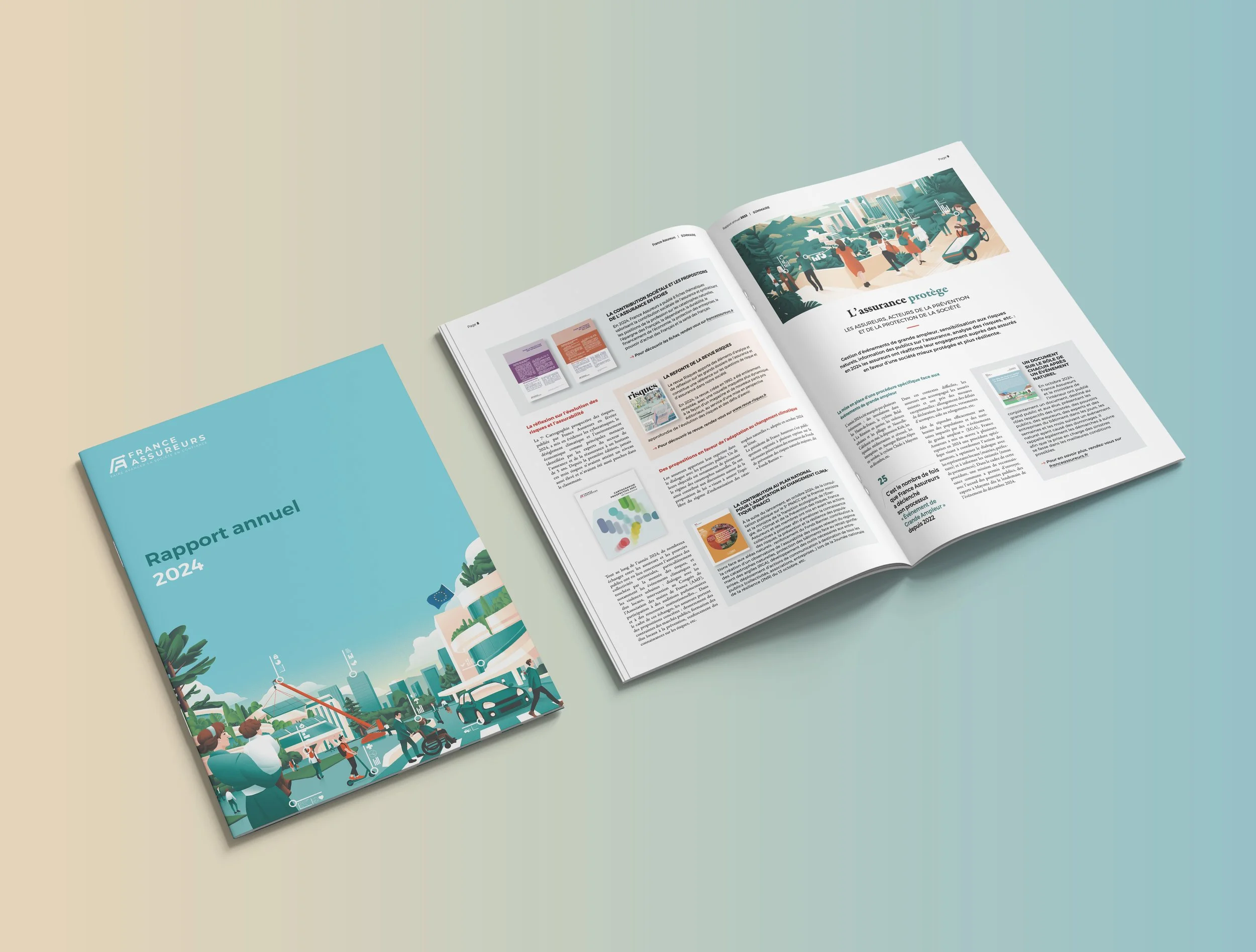 Agence Pastelle - France Assureurs - communication corporate, carte de vœux animée, rapport d’activité et brochure, livres blancs, guides techniques et grand public, supports PowerPoint, publications pour conférences de presse, supports événementiels