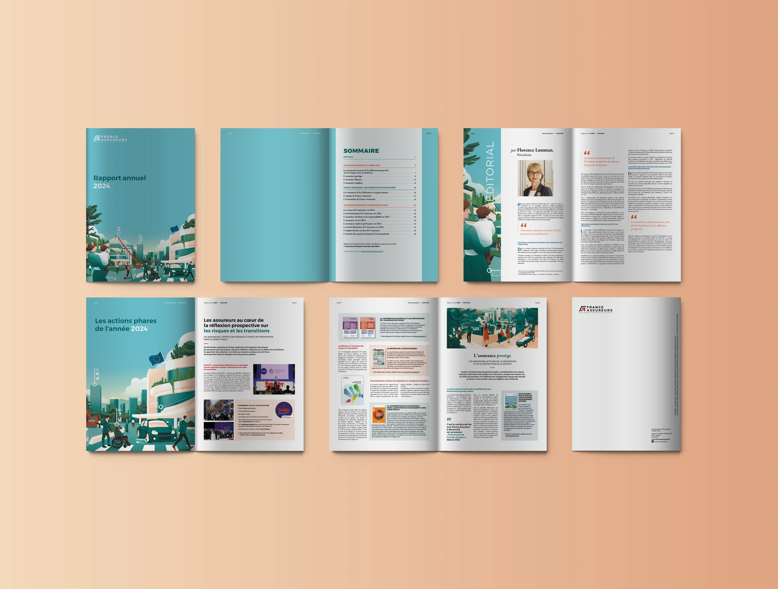 Agence Pastelle - France Assureurs - communication corporate, carte de vœux animée, rapport d’activité et brochure, livres blancs, guides techniques et grand public, supports PowerPoint, publications pour conférences de presse, supports événementiels