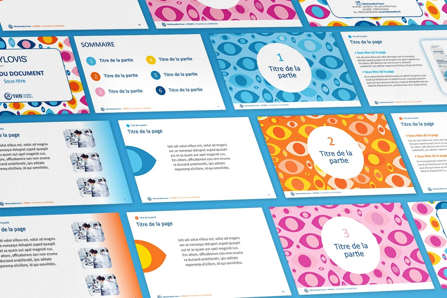 Agence Pastelle - TRB Chemedica France, communication de marque, stands pour salons professionnels, supports de vente médicaux et pharmaceutiques, visuels pour annonces d’événements.