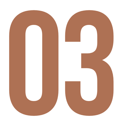 Large green number 03 on a black background.