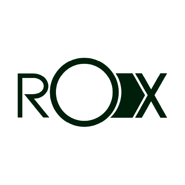 Logo with the text 'ROX' in black, stylized with the 'O' as a circle and the 'X' cutting through the circle, on a white background.