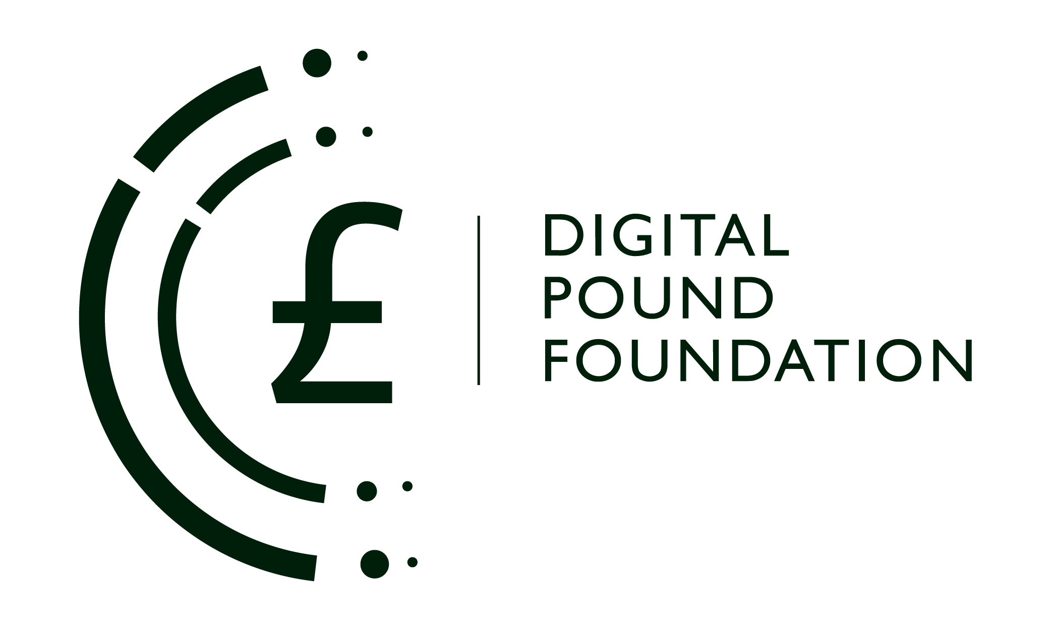 Logo of the Digital Pound Foundation featuring a stylized pound symbol and digital circuit design.
