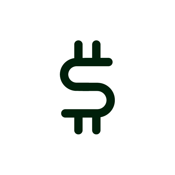 Icon of a dollar sign combined with a power plug.