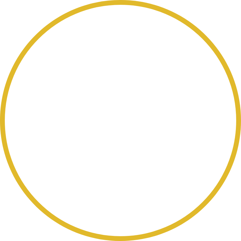 Black circle with a gold border and a white number 1 in the center.