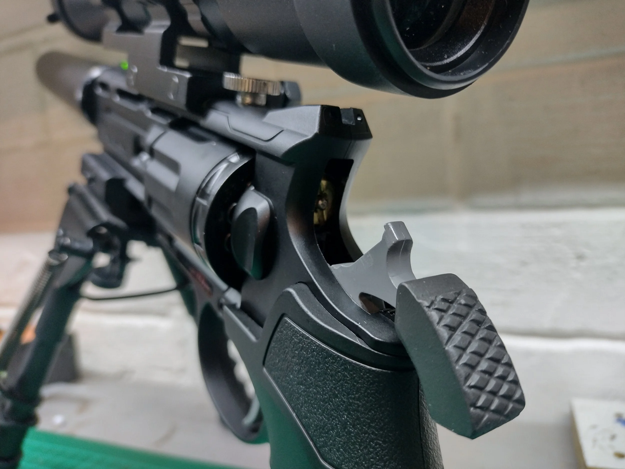 H8R 'Grass snake' precision airsoft revolver with extended barrel, TDC hop and 'Power Pad' upgrade 