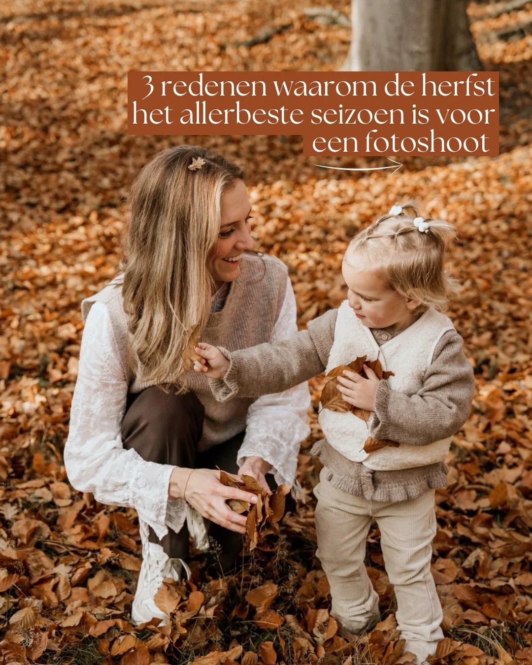 Zie jij jezelf samen met je gezin of partner al rondlopen in het oranje gekleurde bos? 🍂 

Er zijn nog wel 10 redenen meer te verzinnen waarom de herfst het mooiste seizoen is voor een fotoshoot! Het heeft simpelweg iets magisch, de natuur om ons he