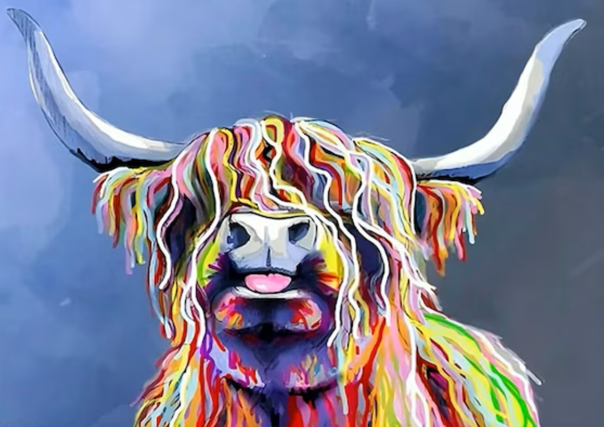 Highland Cow Watercolour Art