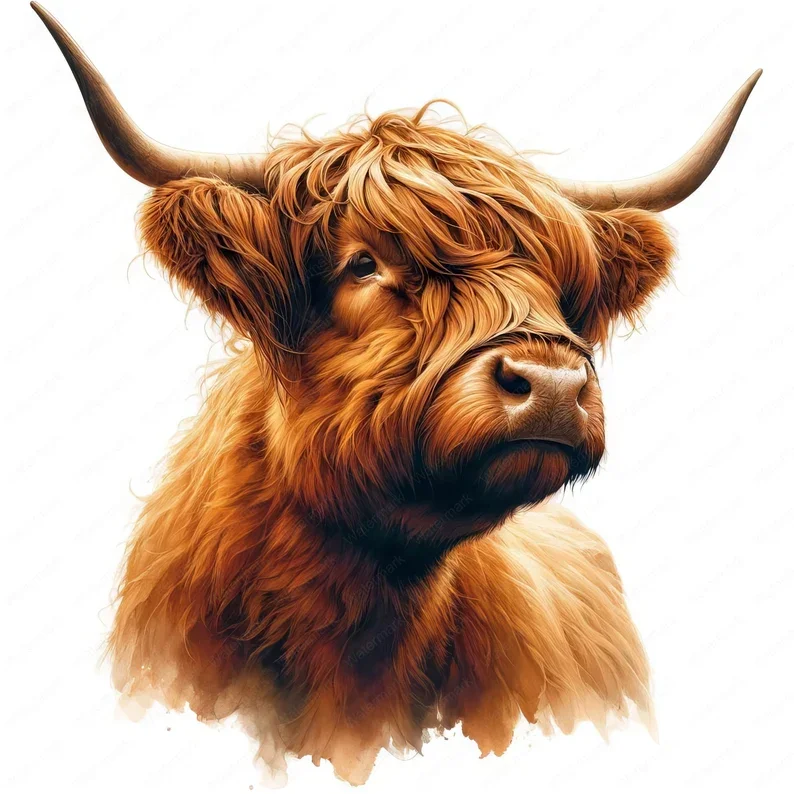 Highland Cow Watercolour Art
