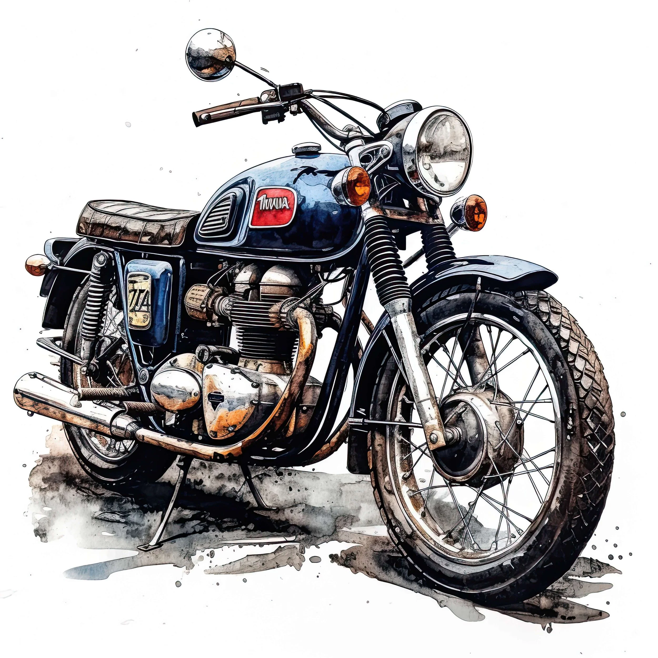 Motorbike Watercolour  Image 9