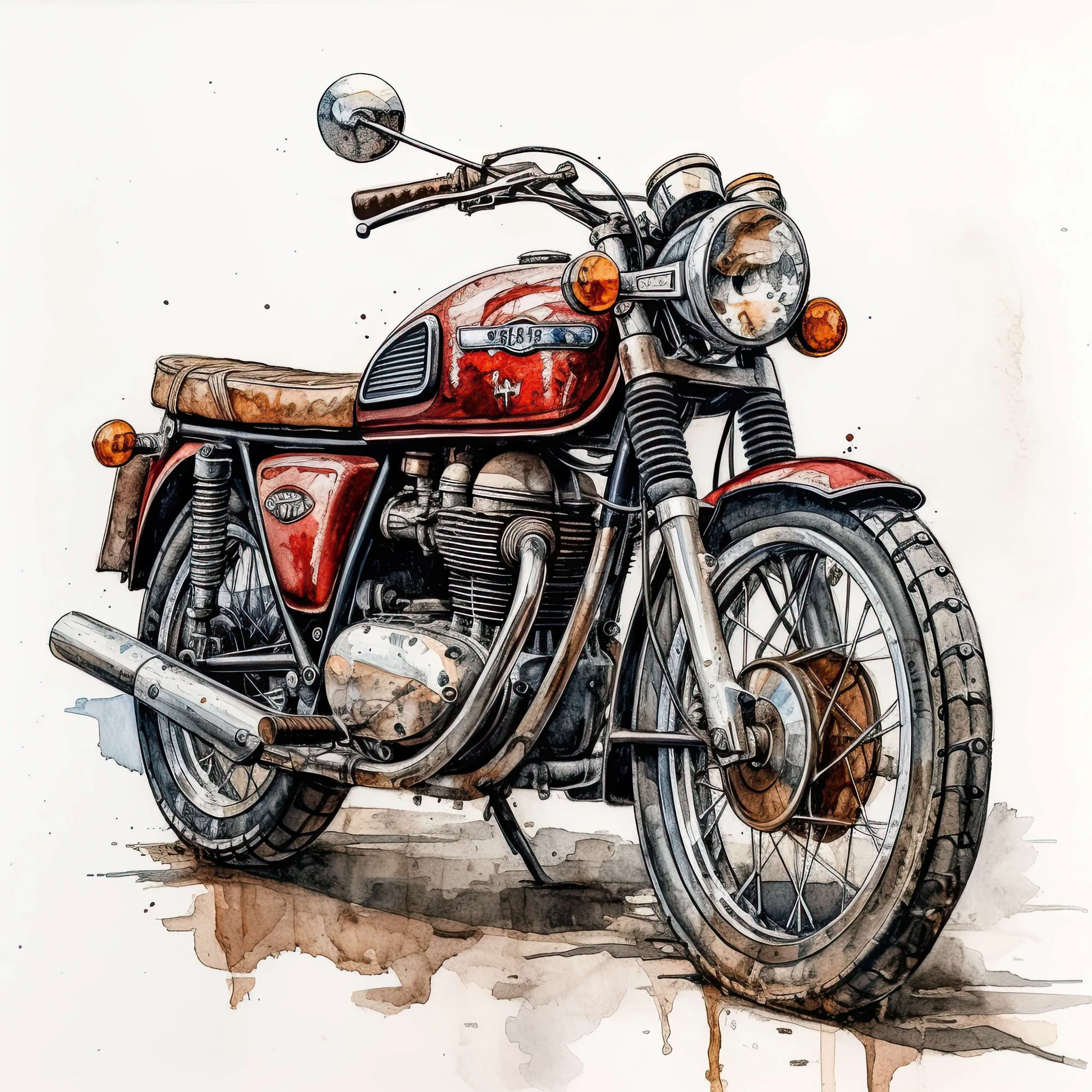 Motorbike Watercolour  Image 12