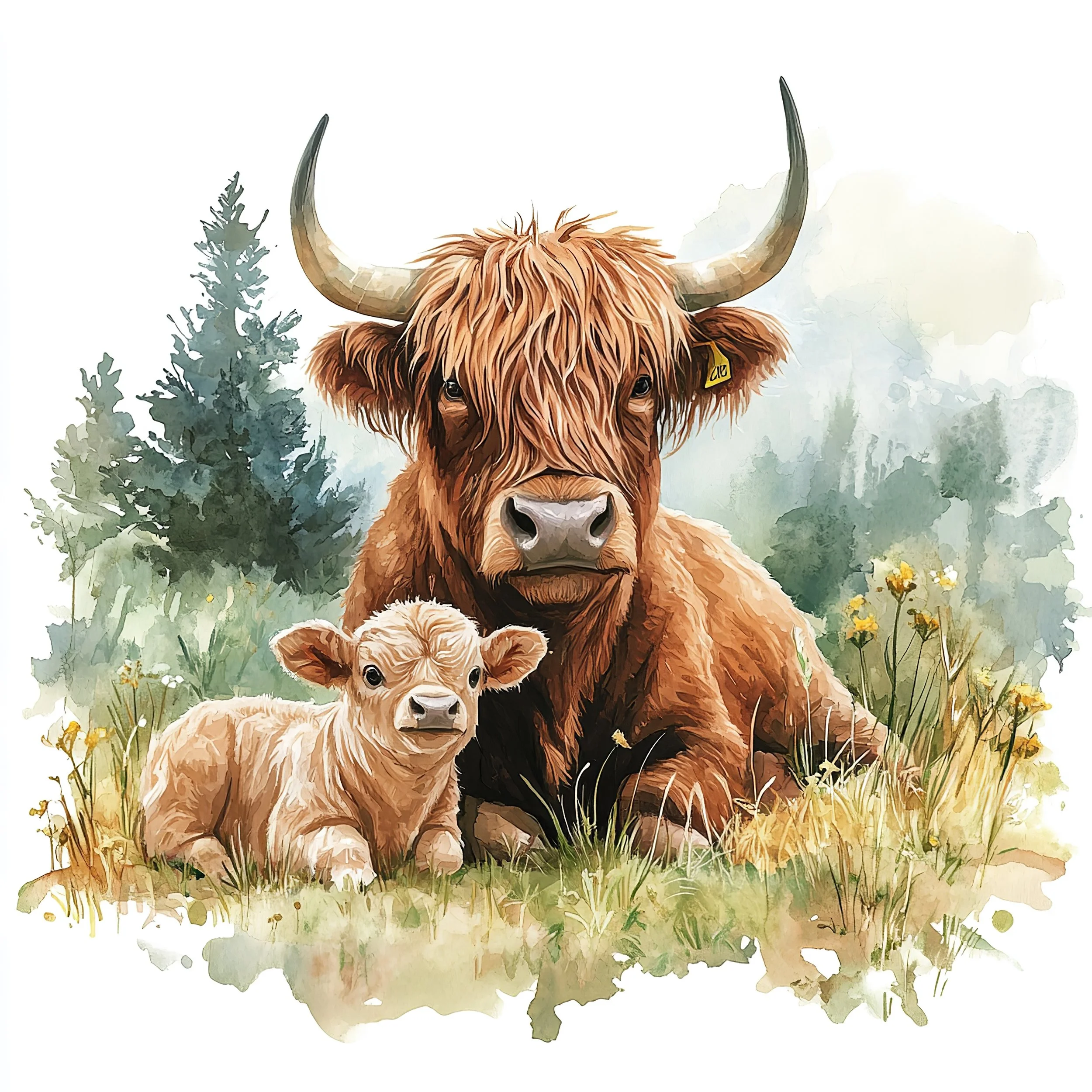Highland Cow Watercolour Art  Art 6