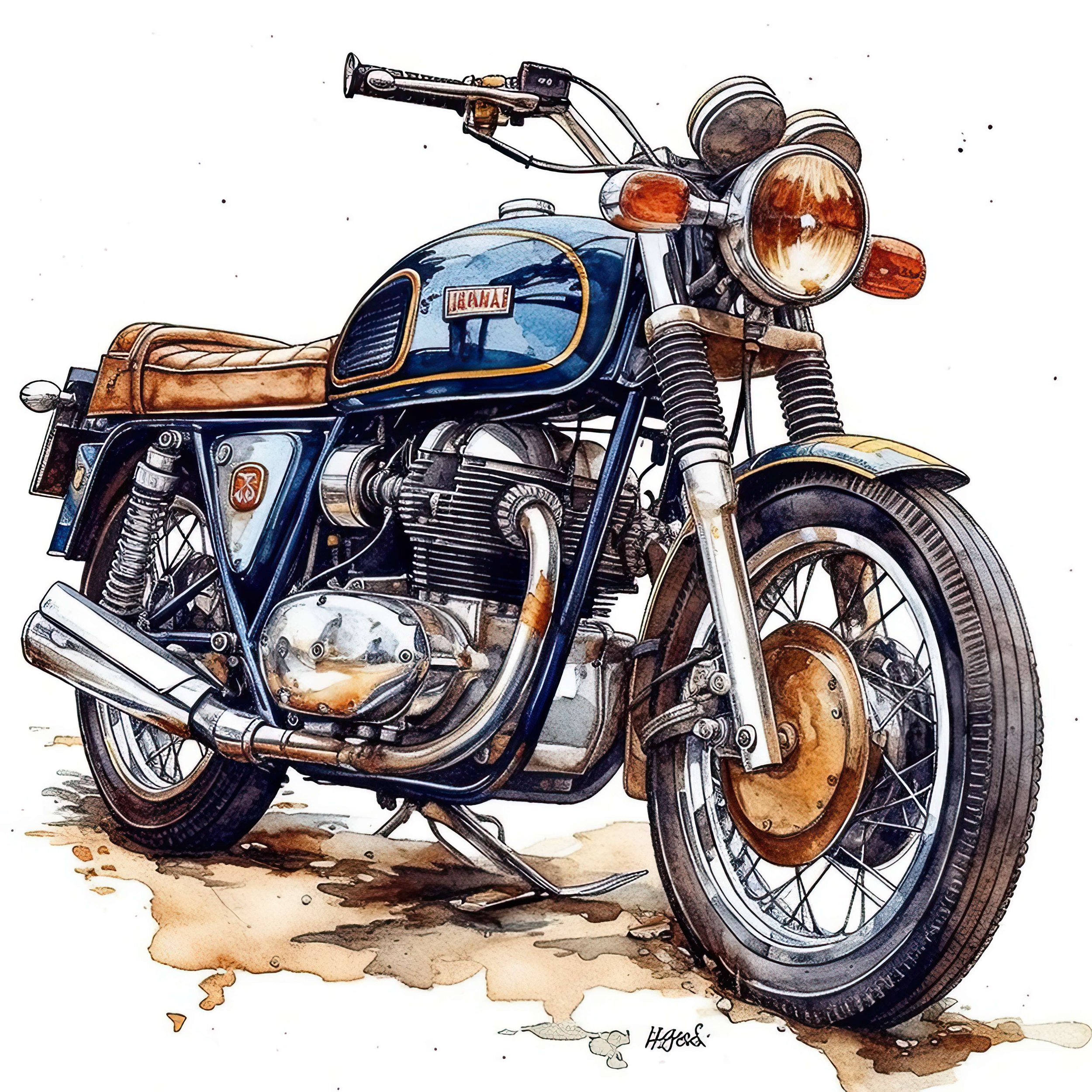 Motorbike Watercolour  Image 6