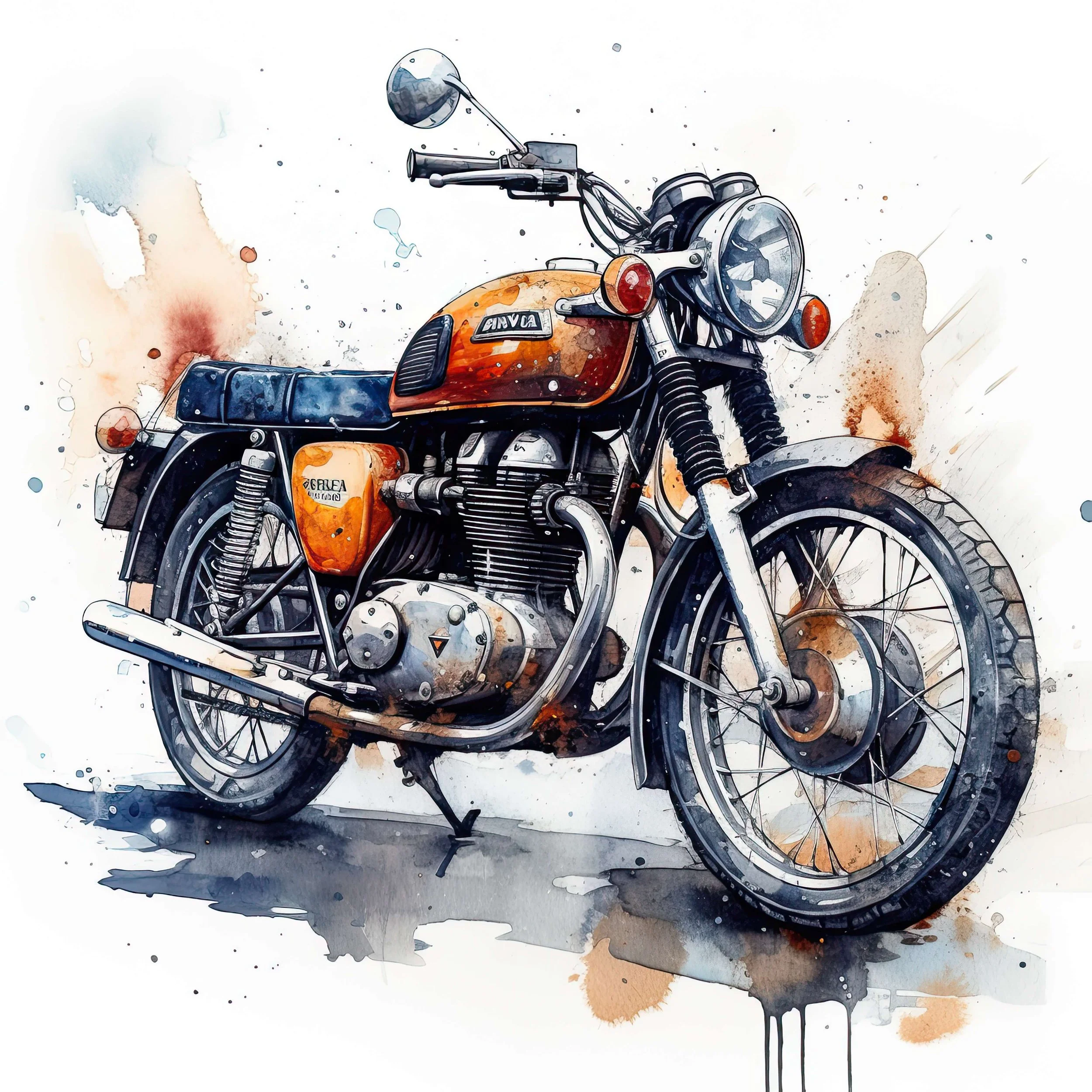 Motorbike Watercolour  Image 8