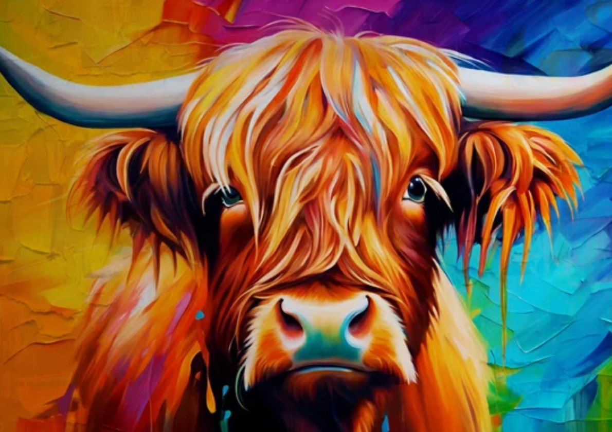 Highland Cow Watercolour Art