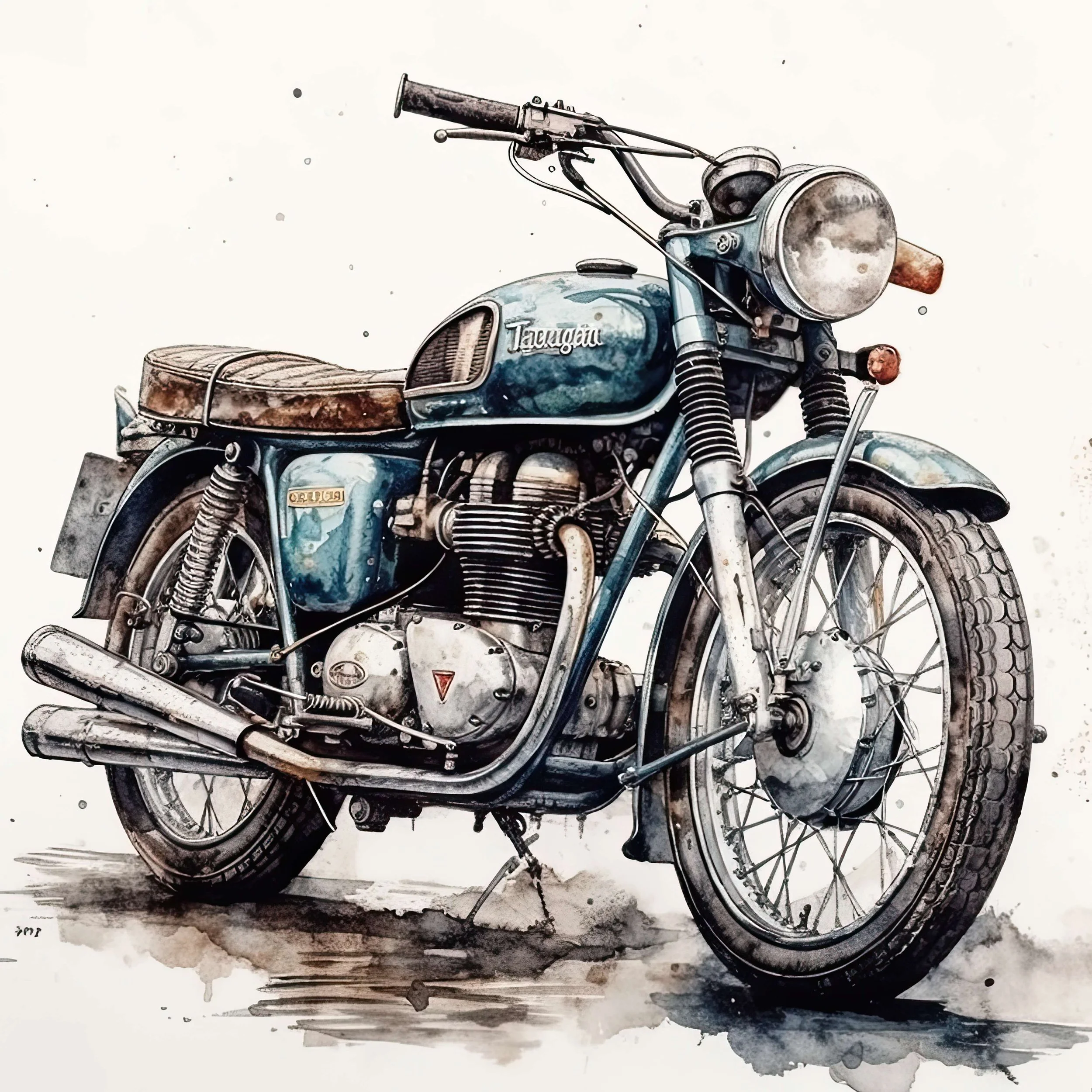 Motorbike Watercolour  Image 4
