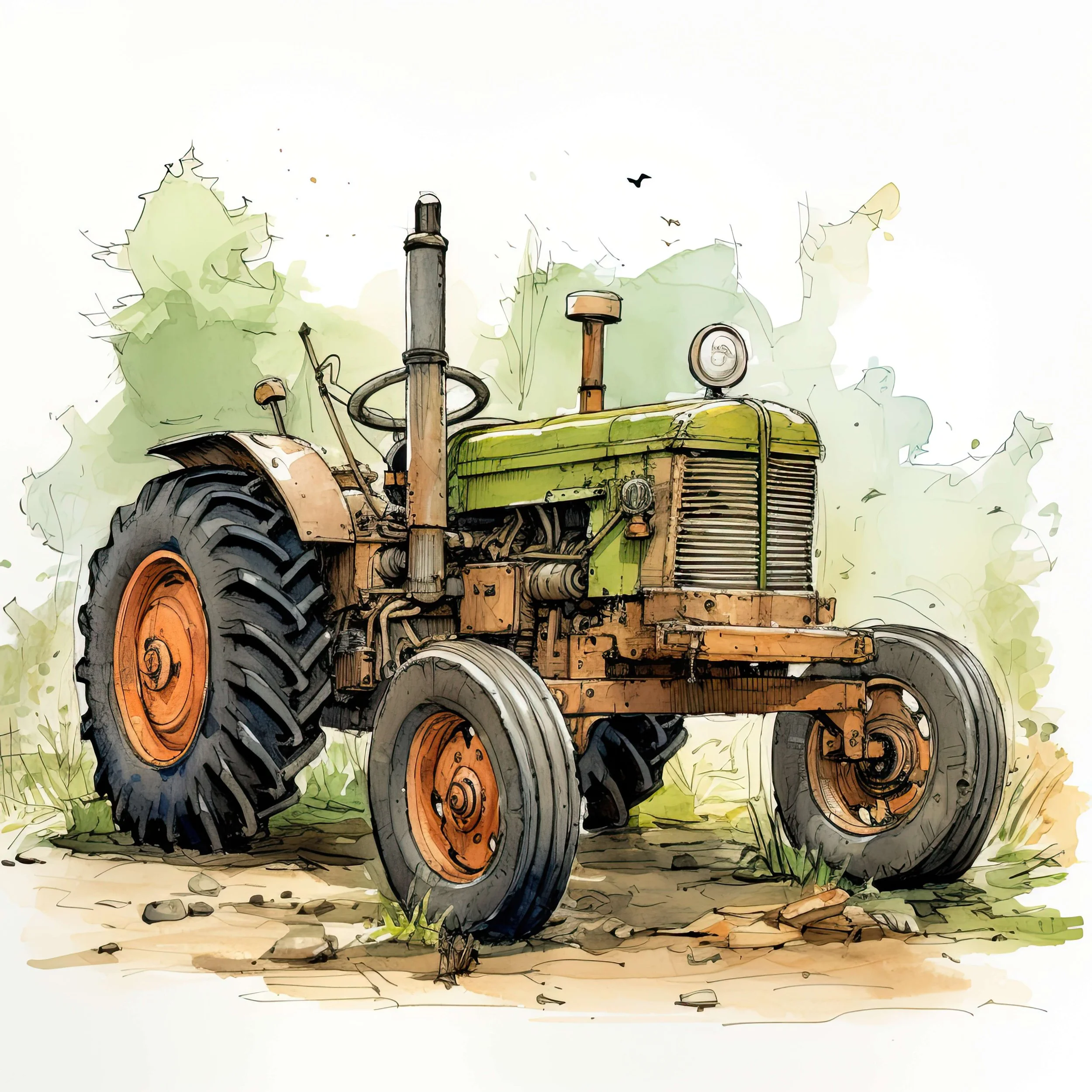 Rusty Tractor Watercolour  Image 7