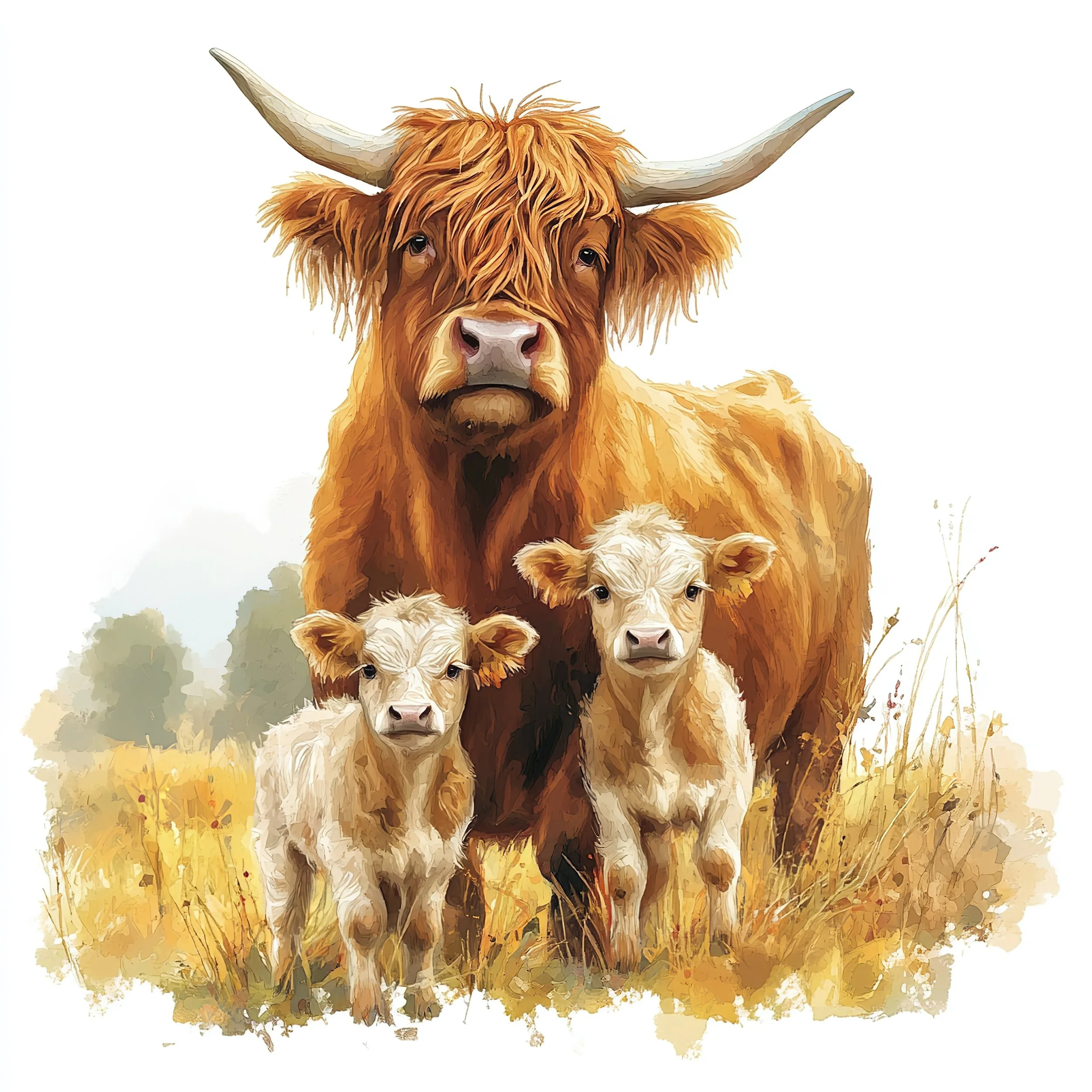 Highland Cow Watercolour Art  Art 1