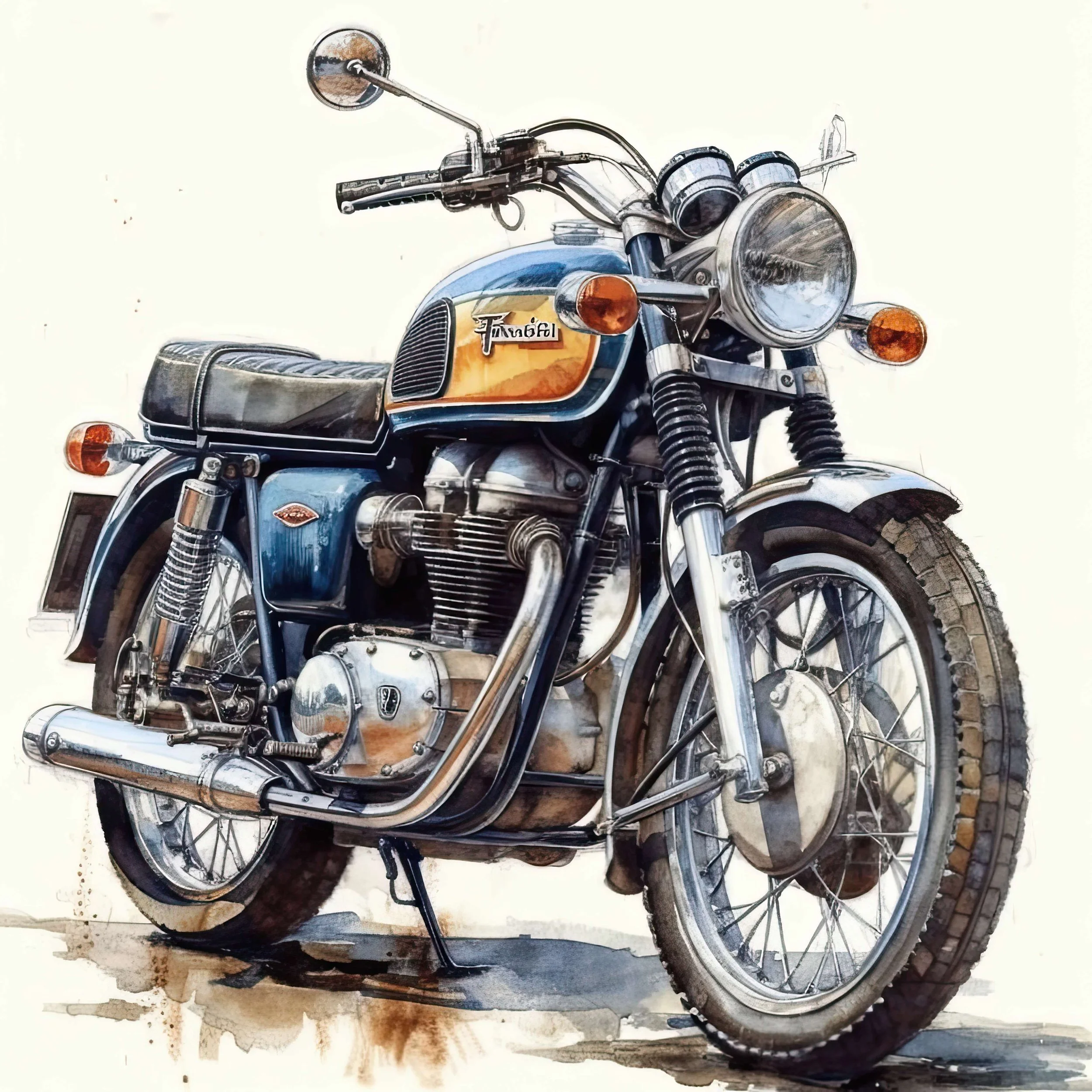 Motorbike Watercolour  Image 3