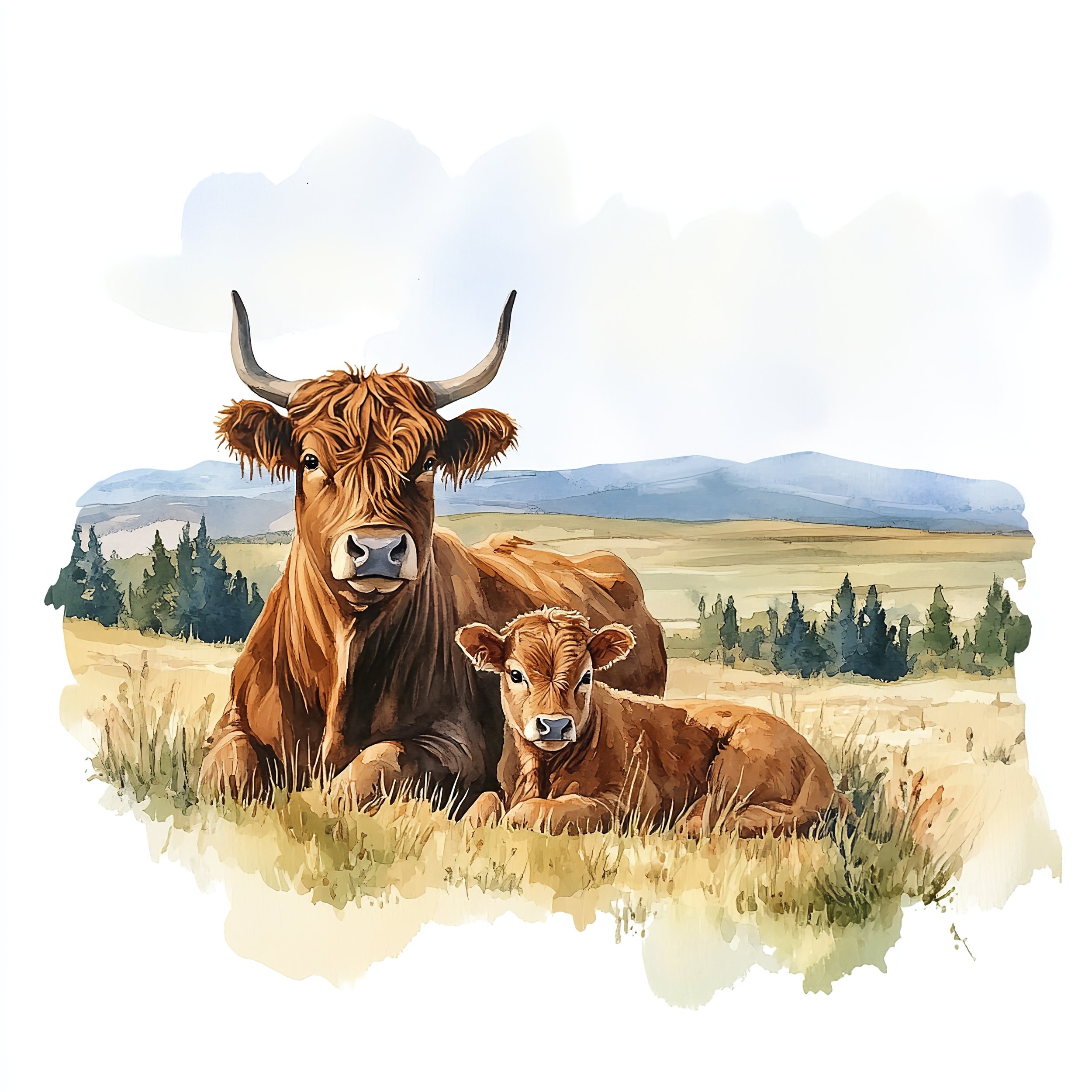 Highland Cow Watercolour Art  Art 5