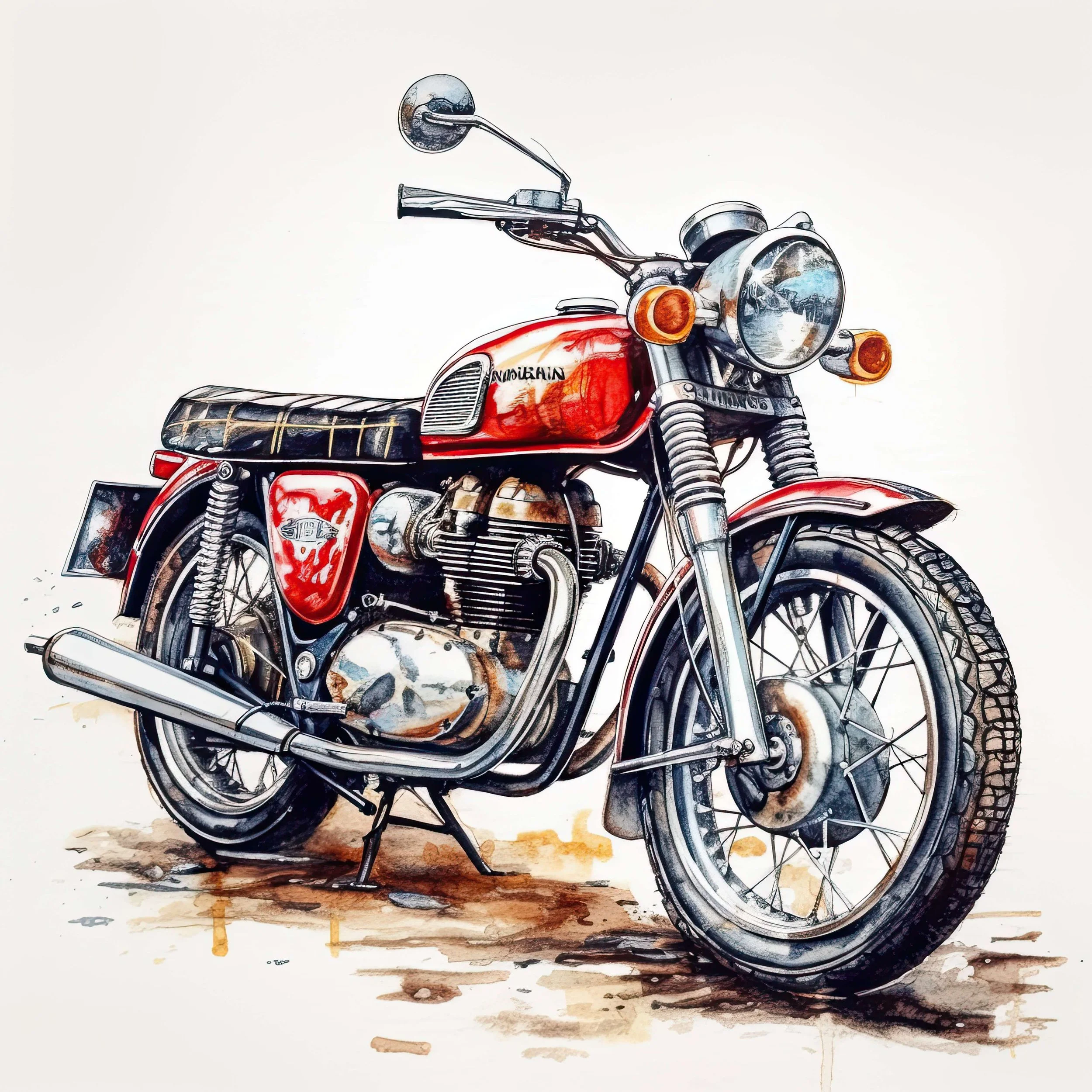 Motorbike Watercolour  Image 1