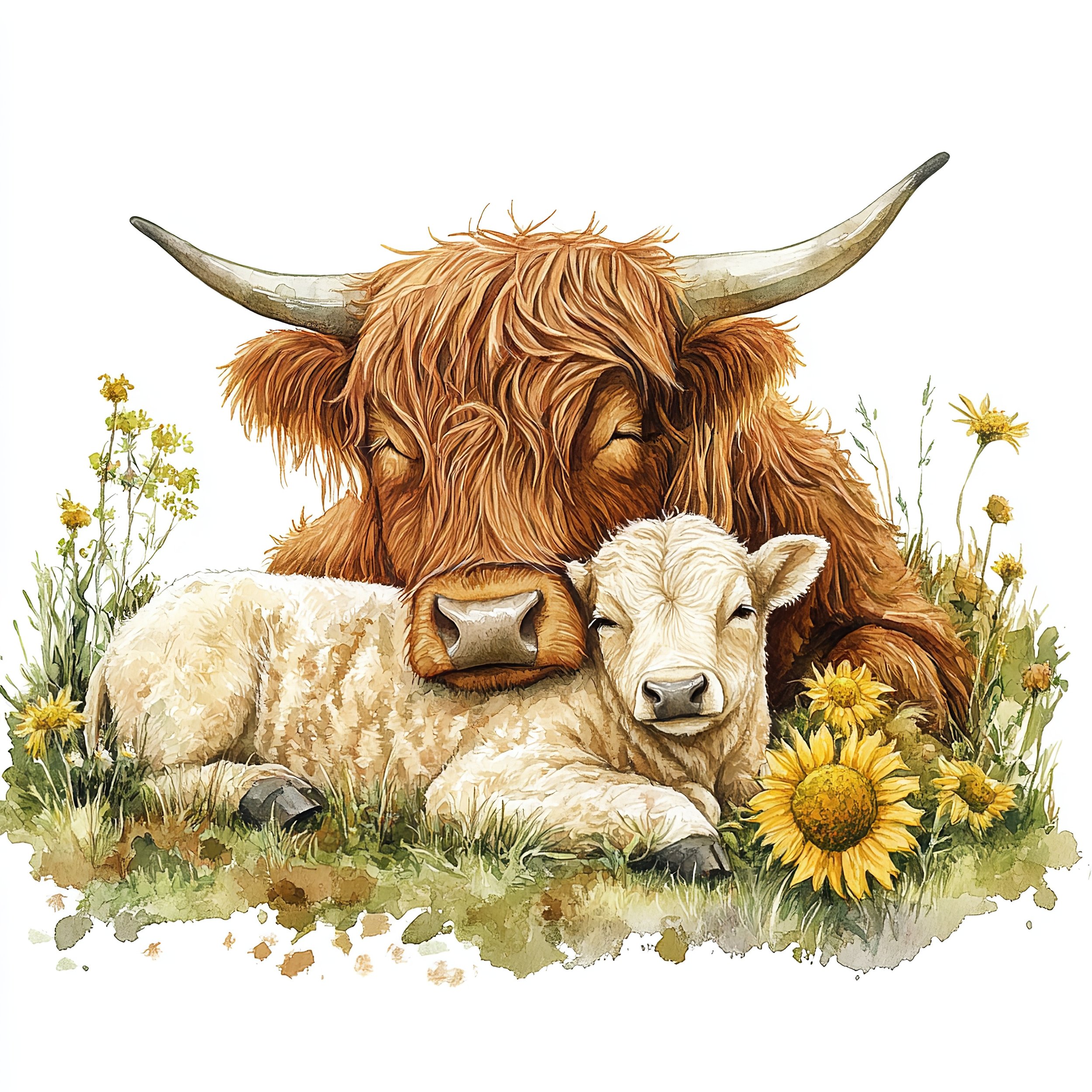 Highland Cow Watercolour Art  Art 7