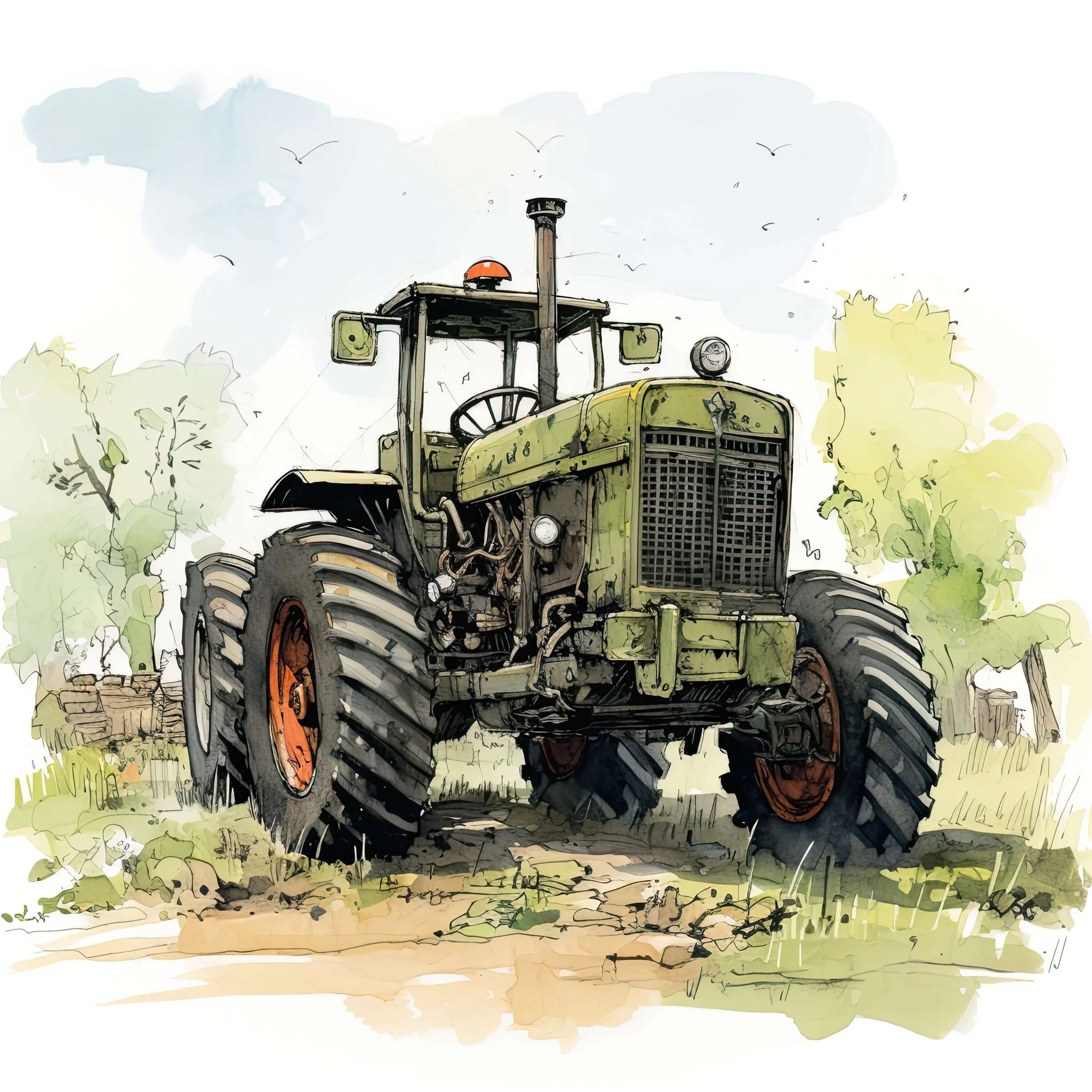 Rusty Tractor Watercolour  Image 6