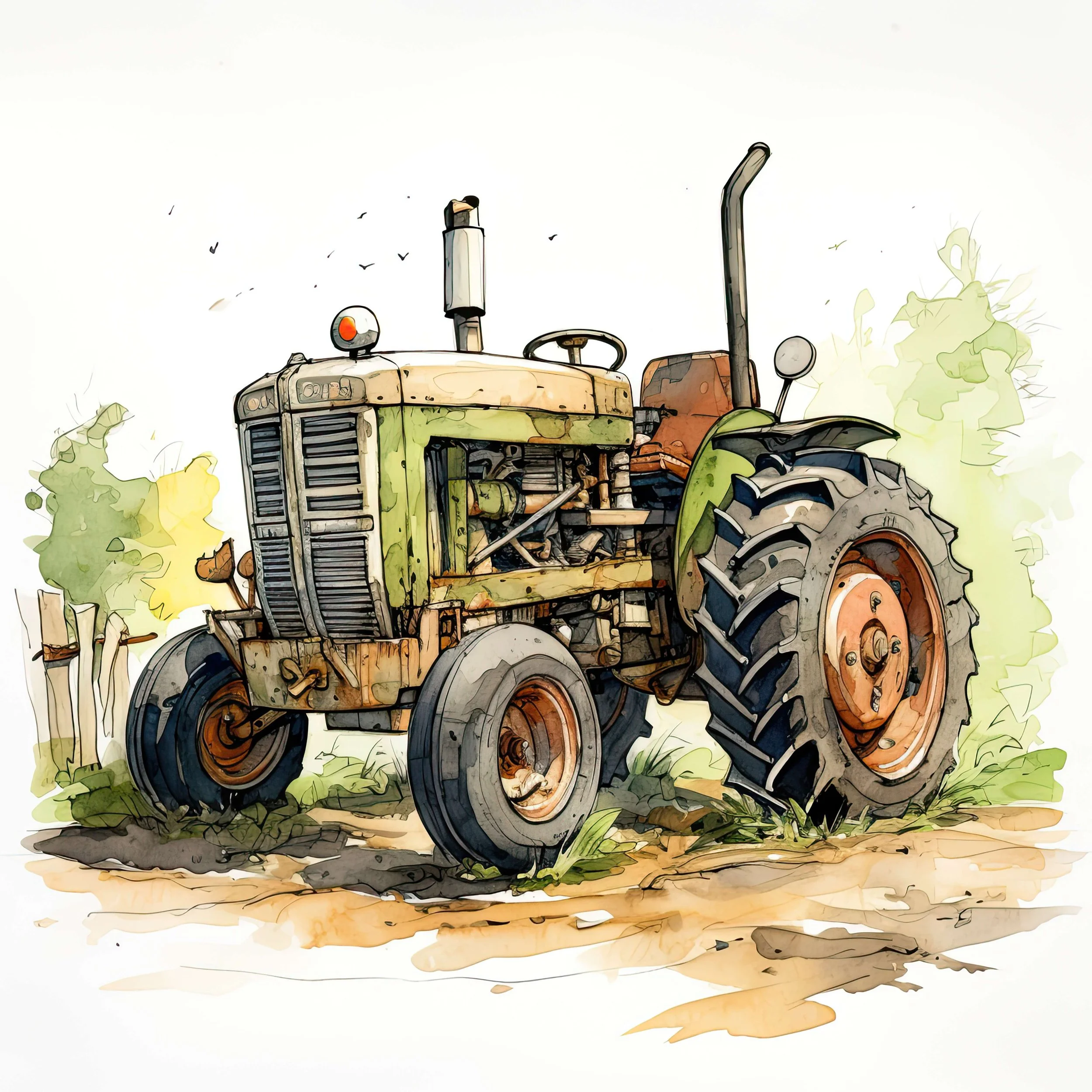 Rusty Tractor Watercolour  Image 2
