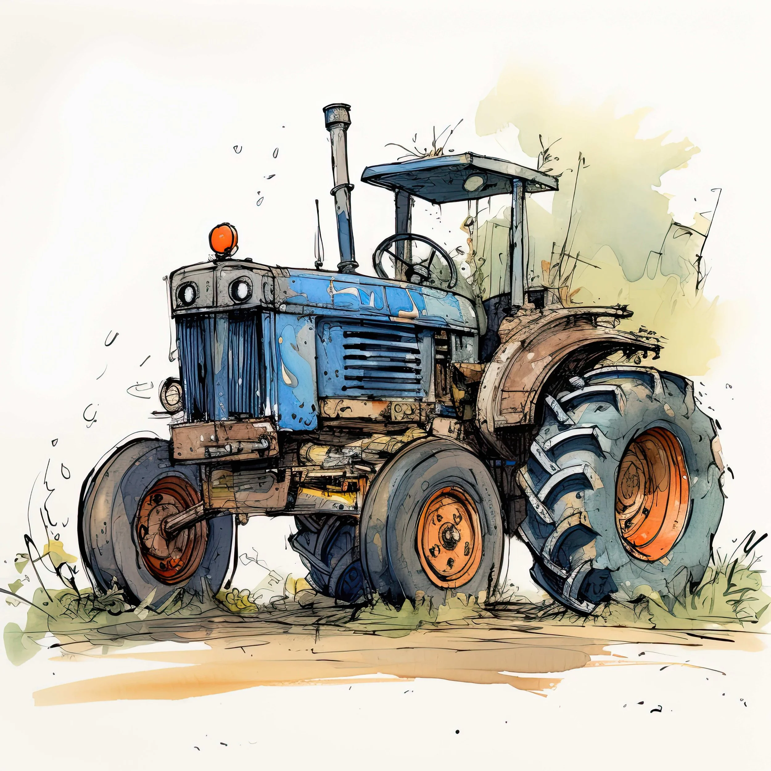 Rusty Tractor Watercolour  Image 10