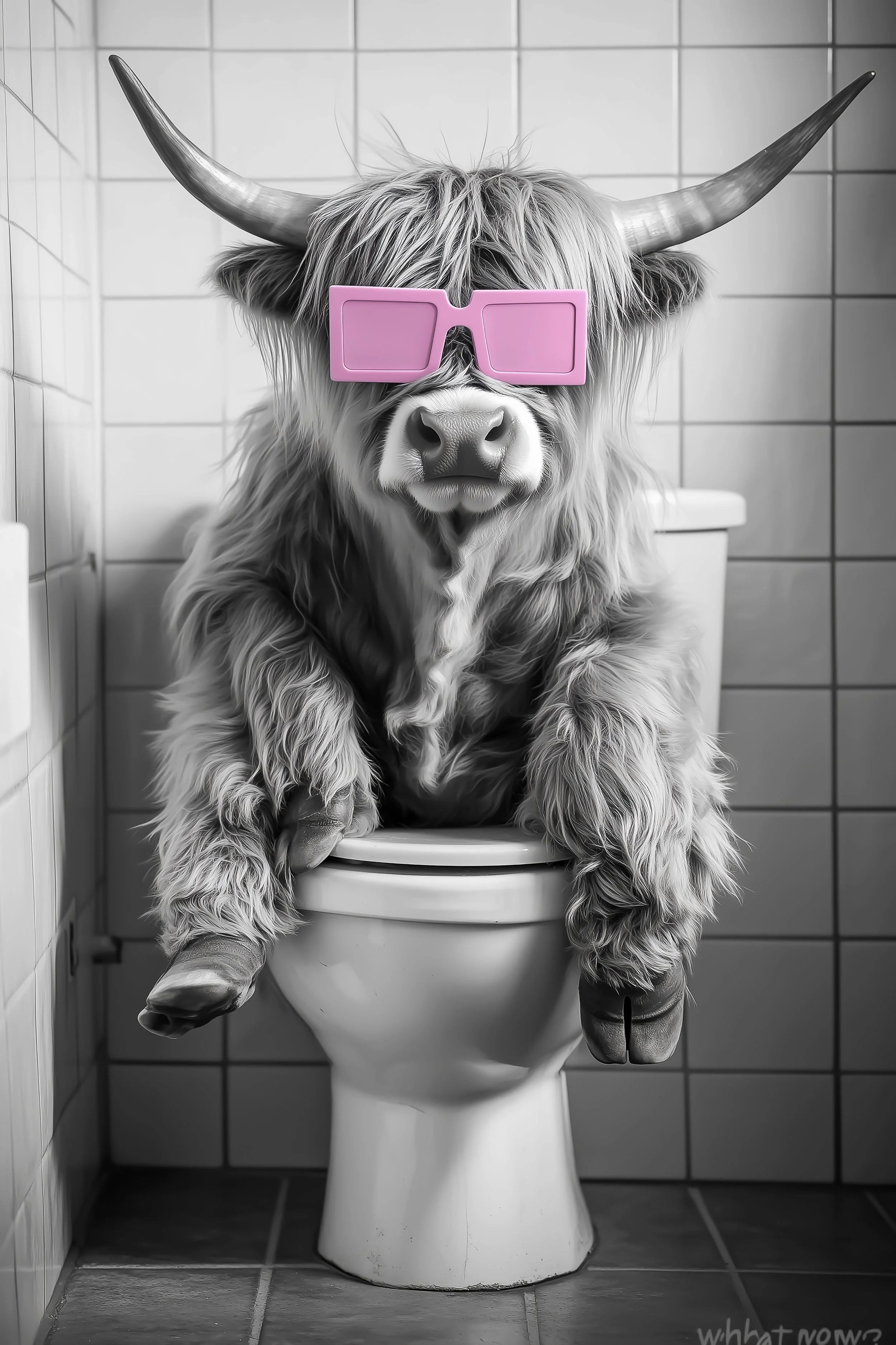 Highland Cow with Pink Sunglasses