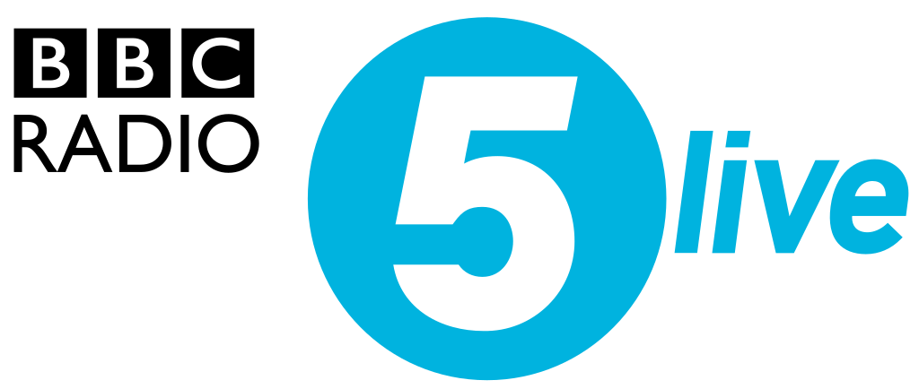 Logo for Channel 5 Live with a blue circle containing the number 5 and the word 'live' next to it.