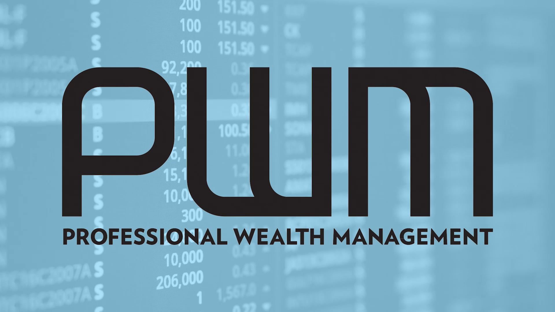 Logo for PIVD Professional Wealth Management over a blurred background of financial data and stock listings.