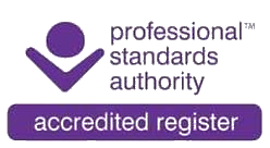 Graphic with purple checkmark and text about professional standards, authority, accreditation, registration.